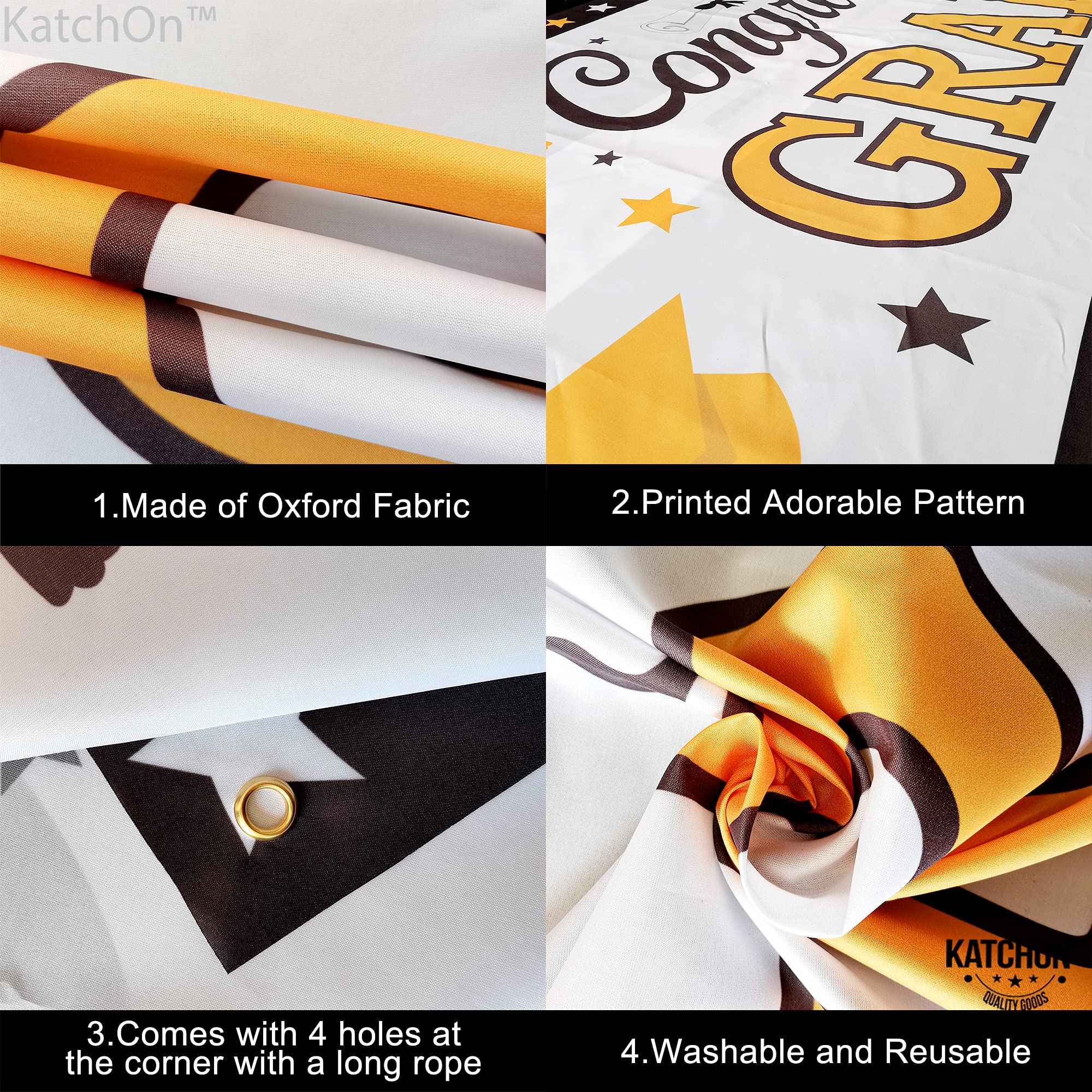 KatchOn Extra Large Graduation Banner - 72x44 Inch Class of 2025 | White & Black Graduation Decor for Backdrop & Party | Perfect for Graduation Ceremonies, Photo Booths & School Celebrations
