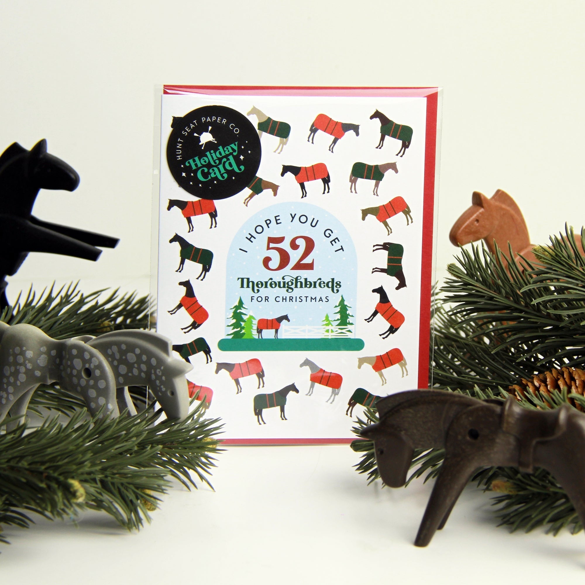 52 Thoroughbreds Holiday Greeting Cards - Bulk Pack for Christmas, Thanksgiving & New Year - Perfect for Parties, Gifts & Office Celebrations