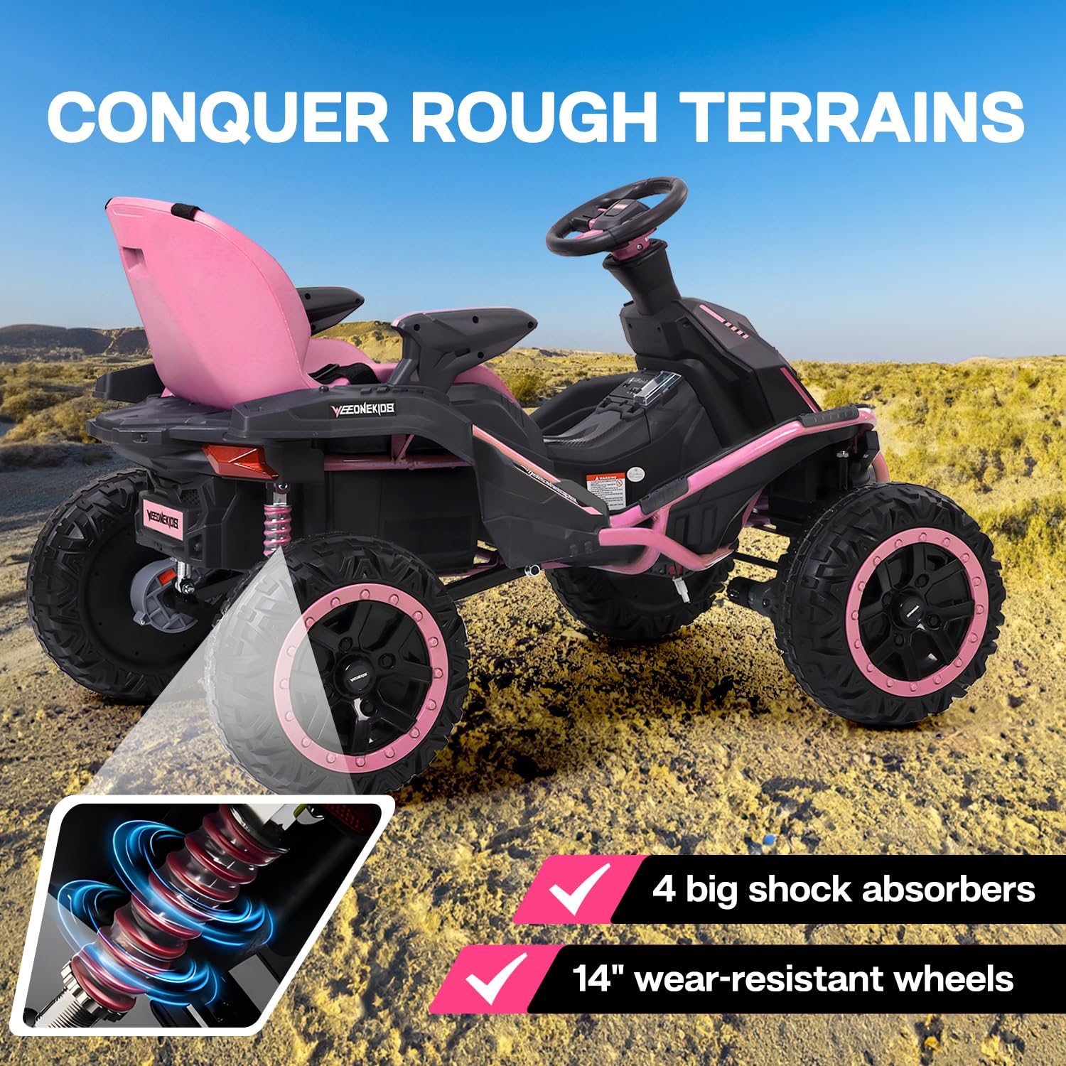 24V Kids Electric Ride-On Car with 4x 300W Motors, Bluetooth Speaker & 7AH Battery - Adjustable Seat for Ages 3-12 | Outdoor Play, Backyard Racing & Birthday Gifts for Big Kids