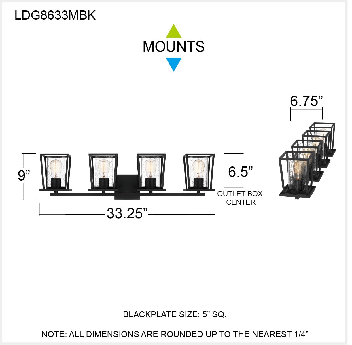 Quoizel Lodge 4-Light Matte Black Bathroom Vanity Light - Perfect for Modern Home, Bedroom & Bathroom Lighting Upgrade