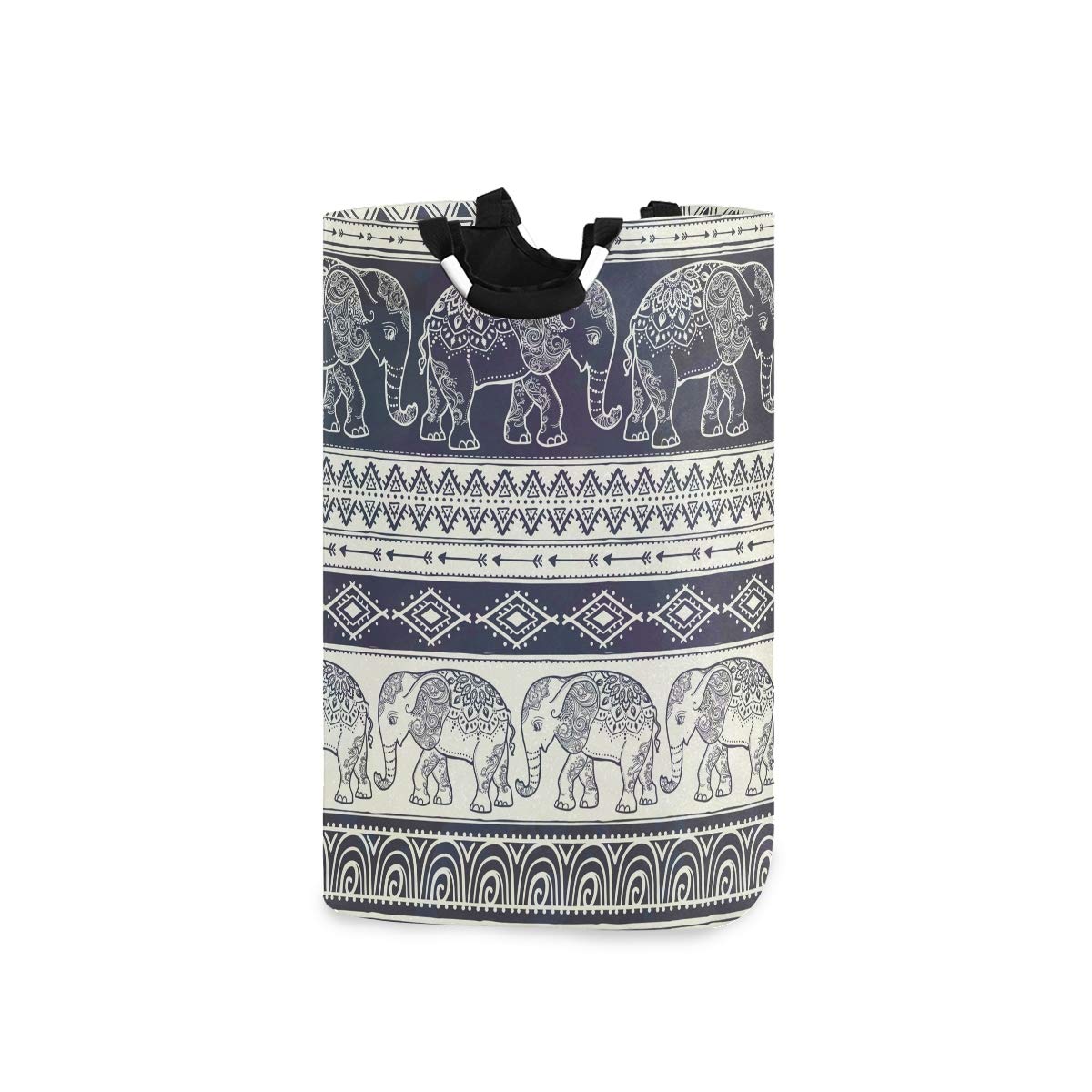 Collapsible Laundry Hamper Basket with Husky Mandala Elephant Indian Style Design - Foldable Storage Bin for Home, Bedroom, or Dorm - Perfect for Laundry, Toys, and Clothes Organization
