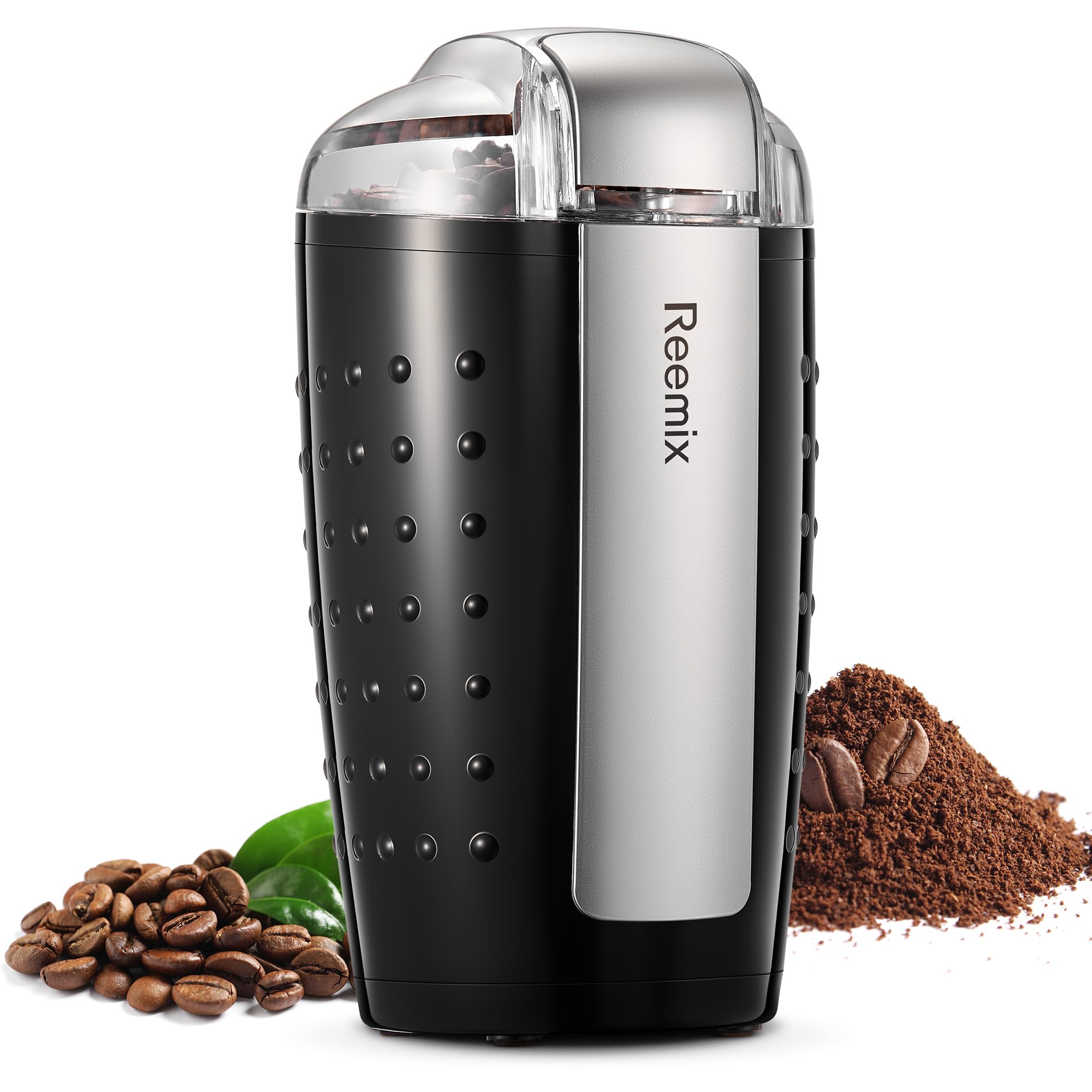 Premium Electric Coffee Grinder - 3.5oz Large Capacity Stainless Steel Blade for Coffee Beans & Spices | Includes Cleaning Brush & Measuring Spoon | Perfect for Home, Office & Barista Use (Black)