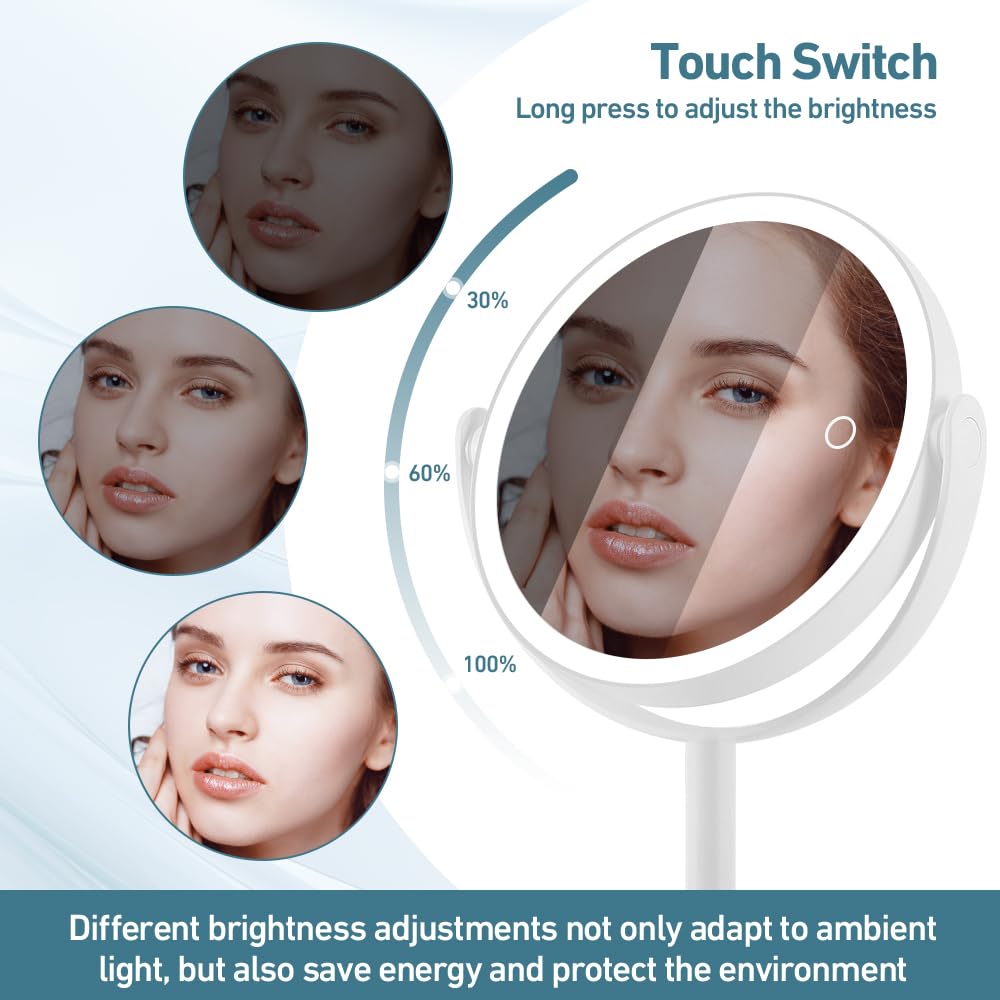 20X Magnifying Makeup Mirror with LED Lights - 3 Color Adjustable Light Modes, Double-Sided Switch, 8.6 Inch - Perfect for Professional Makeup Application, Skincare Routine & Precise Grooming at Home or Salon