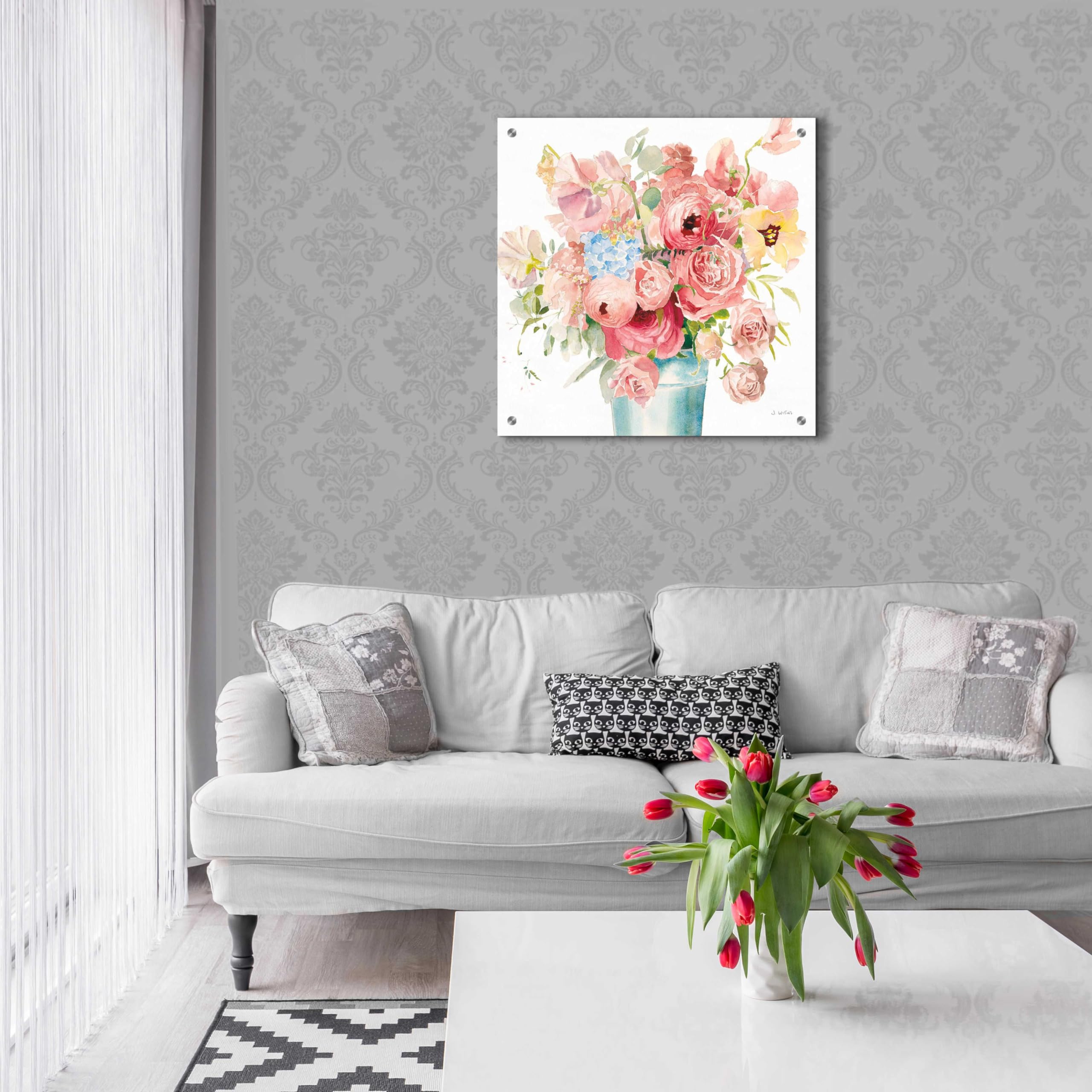 Boho Bouquet VII Acrylic Glass Wall Art by James Wiens - 24x24 Inch Modern Abstract Painting for Living Room, Bedroom & Office Decor