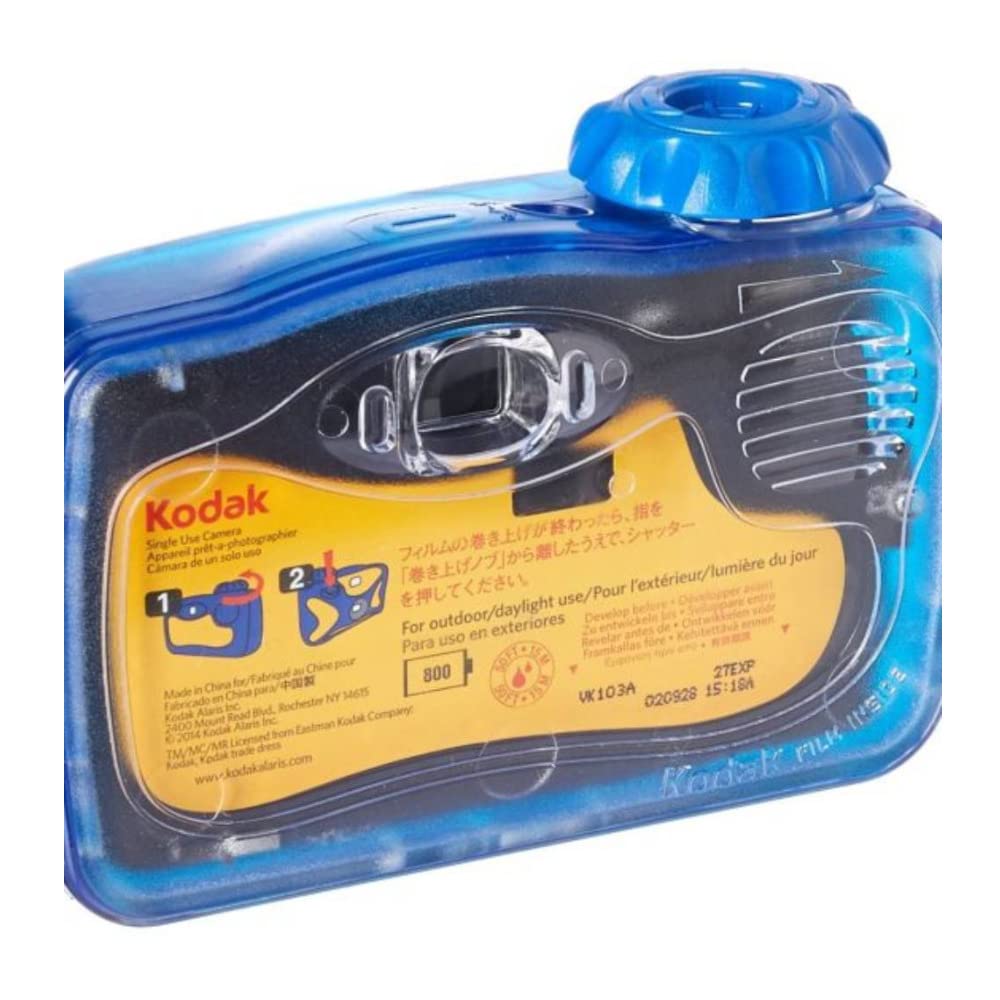 Kodak Sport Underwater Disposable Camera 27 Exposures 800 ISO Waterproof Film (6-Pack) - Perfect for Beach Vacations, Snorkeling & Pool Parties