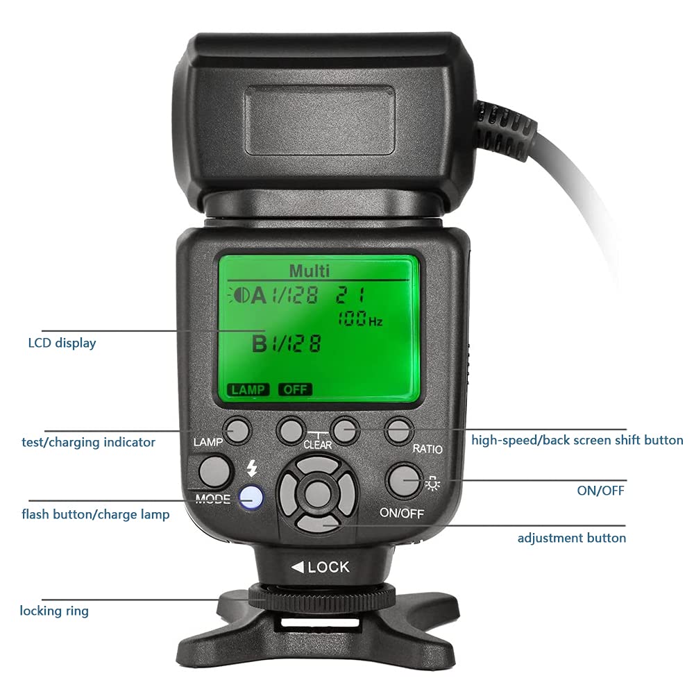 MCOPLUS 14EXT-N 5500K Macro TTL Ring Flash for Nikon DSLR Cameras - Compatible with D7100, D7000, D750, D5300, D5500, D3300, D3100, D800, D600, D90, D80 - i-TTL with LED AF Assist Lamp - Perfect for Macro Photography, Portrait & Product Shooting
