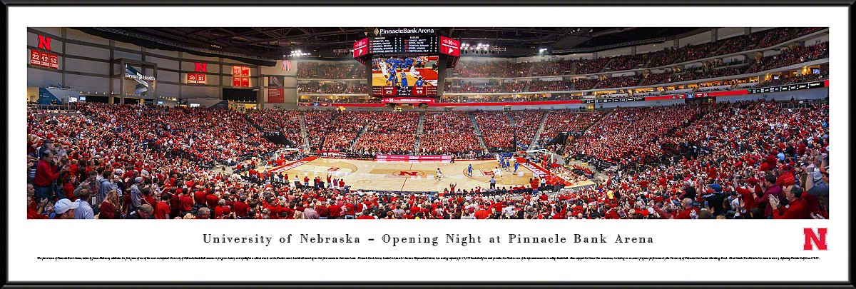 Nebraska Basketball Poster - Blakeway Panoramas College Sports Wall Art for Game Room & Fan Cave Decor