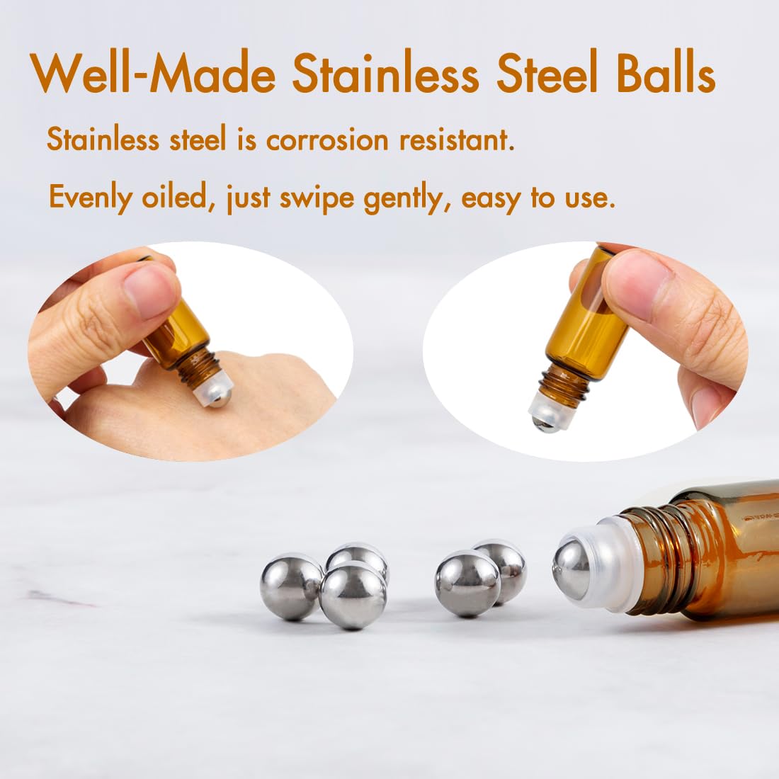 **ZEJIA 24-Pack 3ml Amber Glass Roller Bottles with Stainless Steel Roller Balls & 2 Droppers – Essential Oil, Aromatherapy, DIY Skincare & Perfume Refillable Containers**