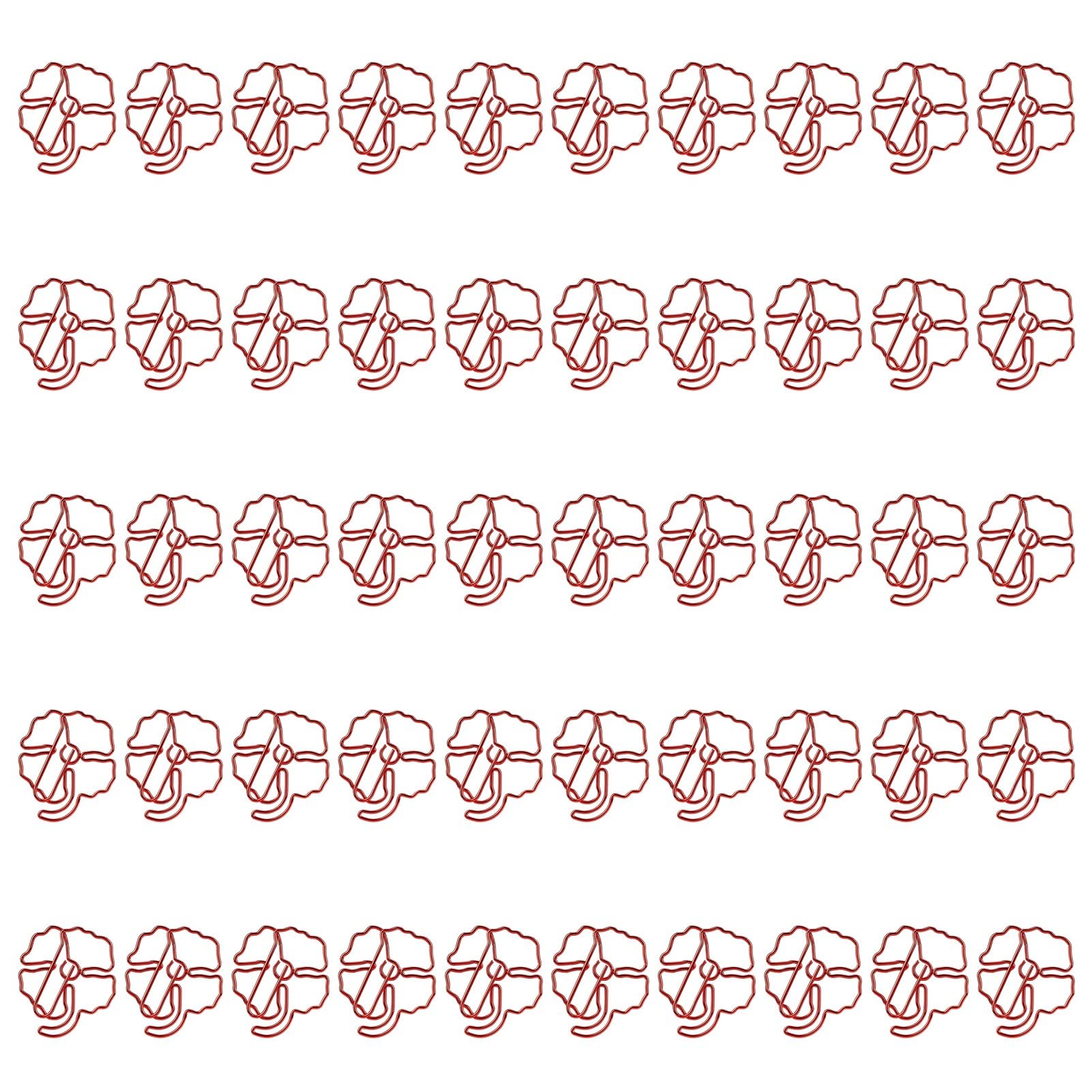 VADUMA 50Pcs 4-Leaf Clover Shaped Paper Clips - Bright Red Office Supplies for Organizing Documents, School Stationery, Gift Wrapping & Bookmarking