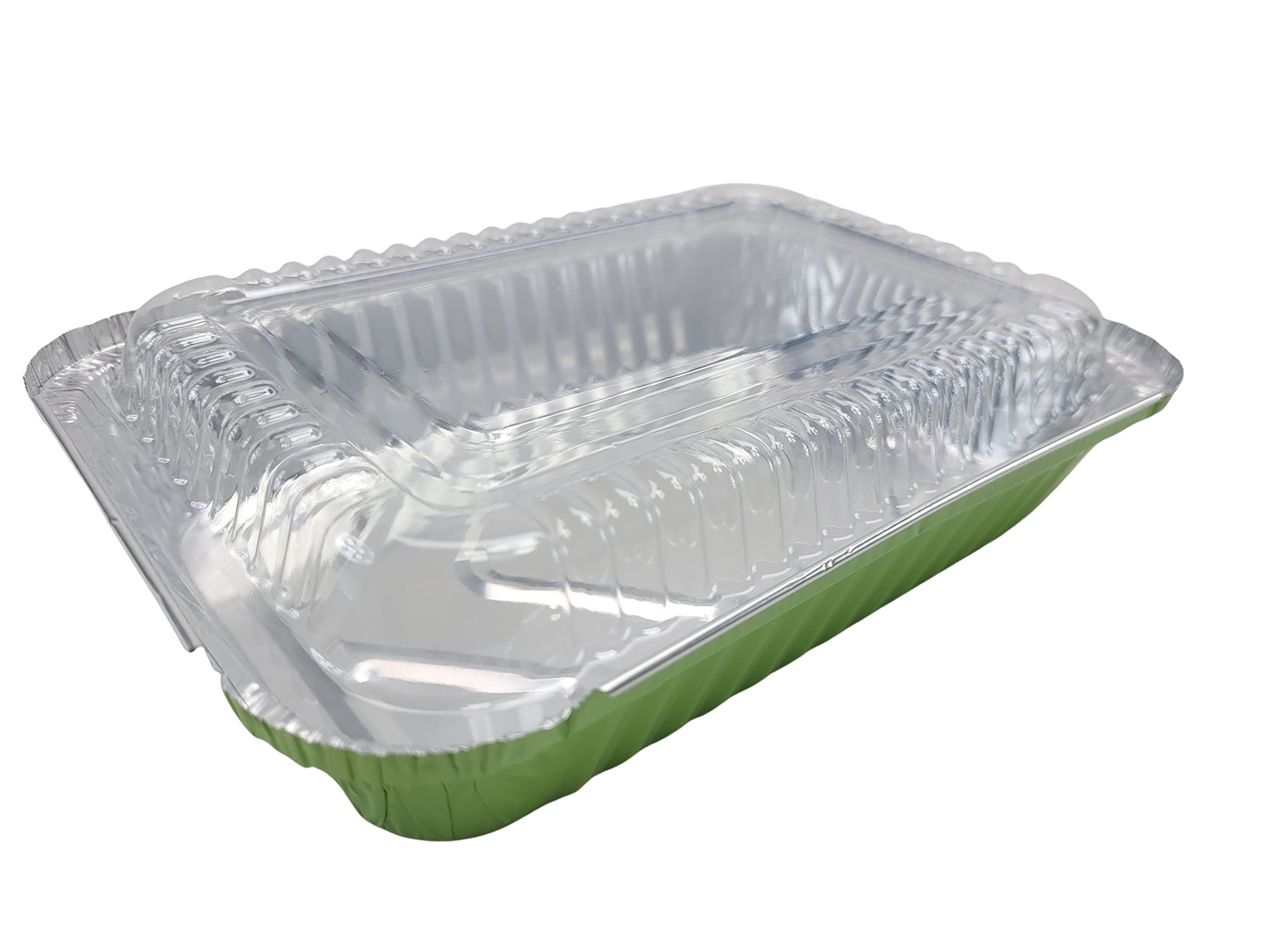 KitchenDance 1.5 LB Aluminum Foil Oblong Pans with Plastic Lids - Durable Shallow Disposable Foil Containers for Cooking, Baking, Freezing & Food Storage - Perfect for Restaurants, Catering, Meal Prep & Home Kitchens (6417P)