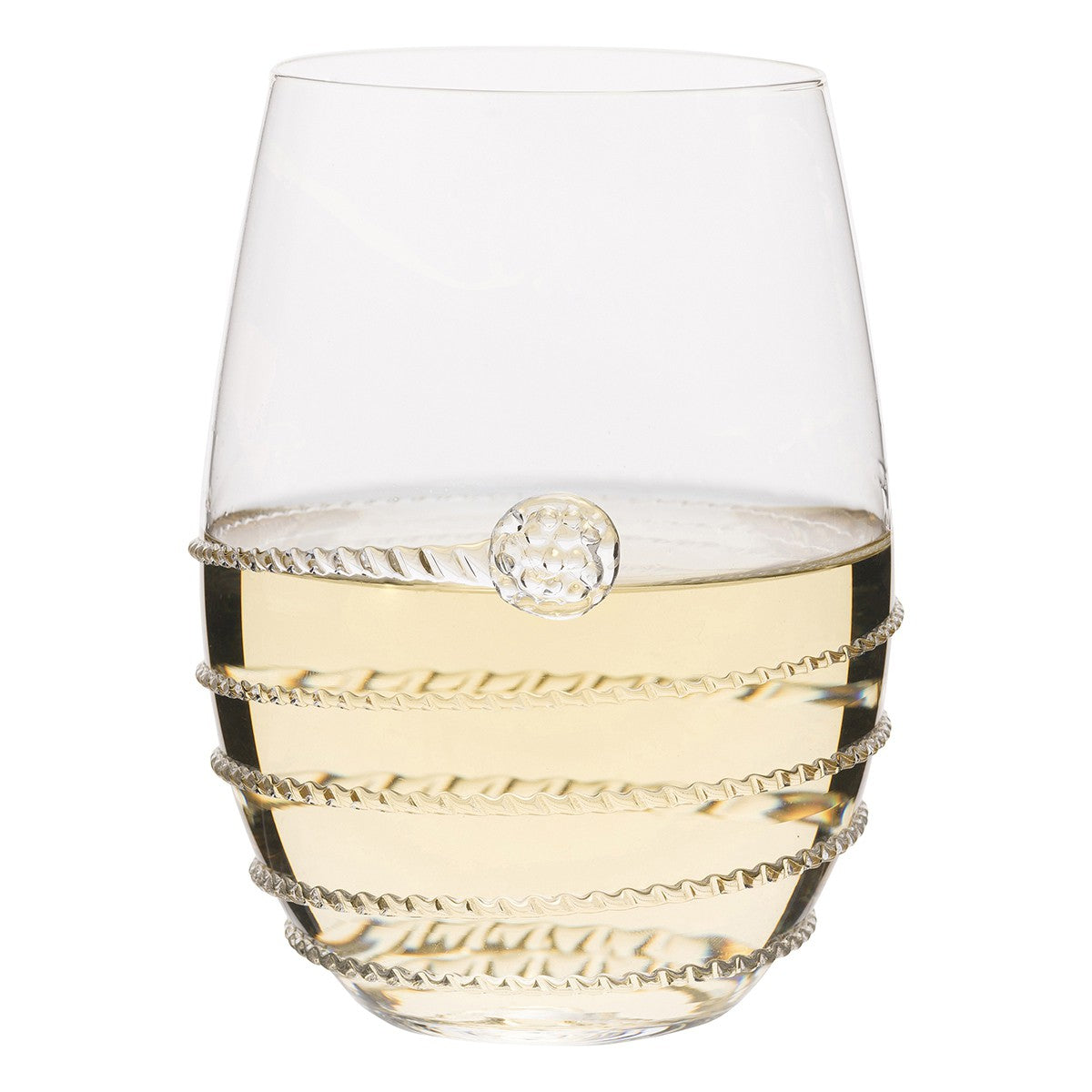 Juliska Amalia Stemless White Wine Glasses - Set of 4, Elegant Crystal Clear Glassware for Chardonnay, Sauvignon Blanc & Rose - Perfect for Dinner Parties, Weddings & Romantic Evenings