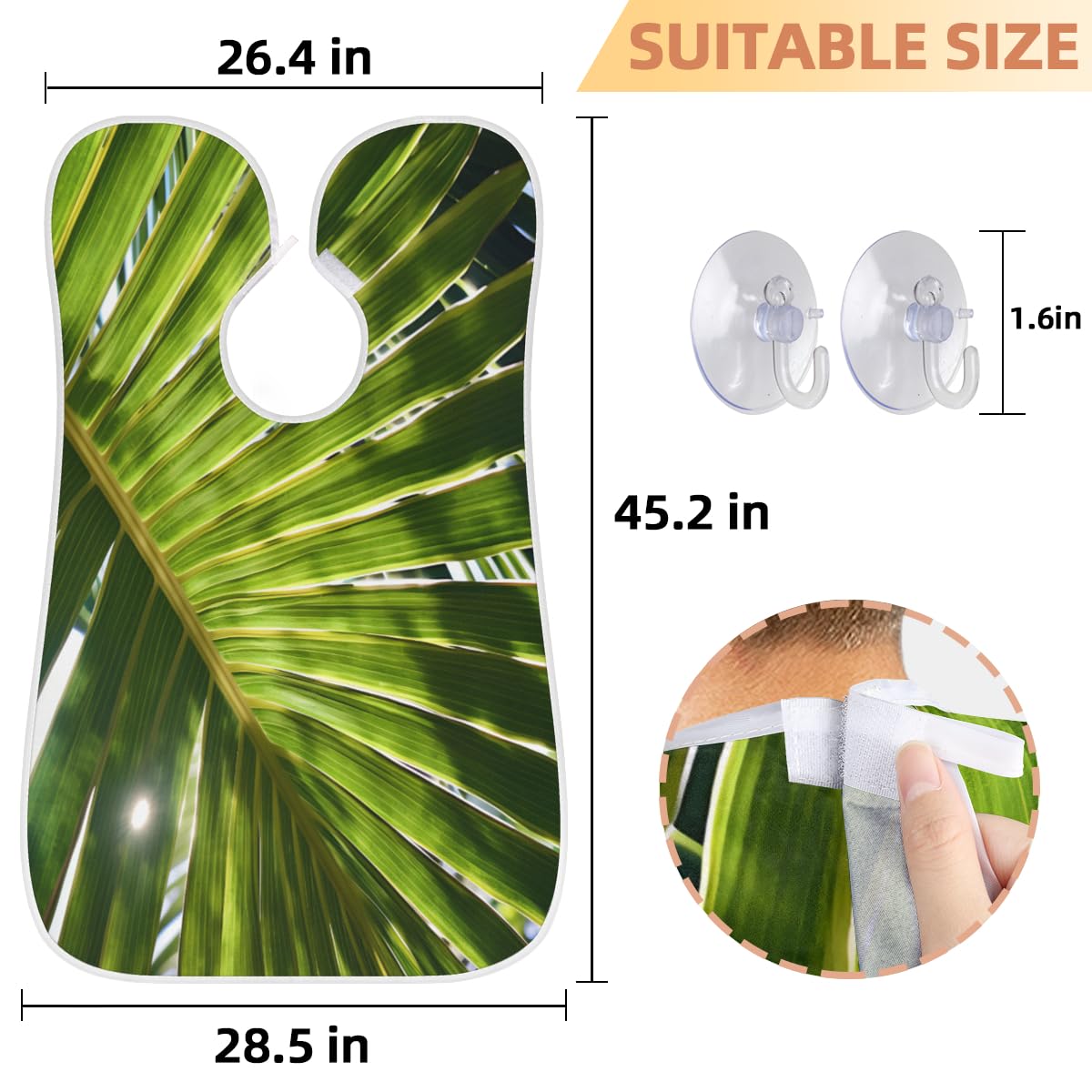 Men's Summer Palm Leaves Beard Shaving Bib - Waterproof Makeup & Hair Dye Apron for Barbers, Women's Haircut Cape, Sink Hair Catcher - Perfect for Beard Trimming, Salon Styling & Home Grooming