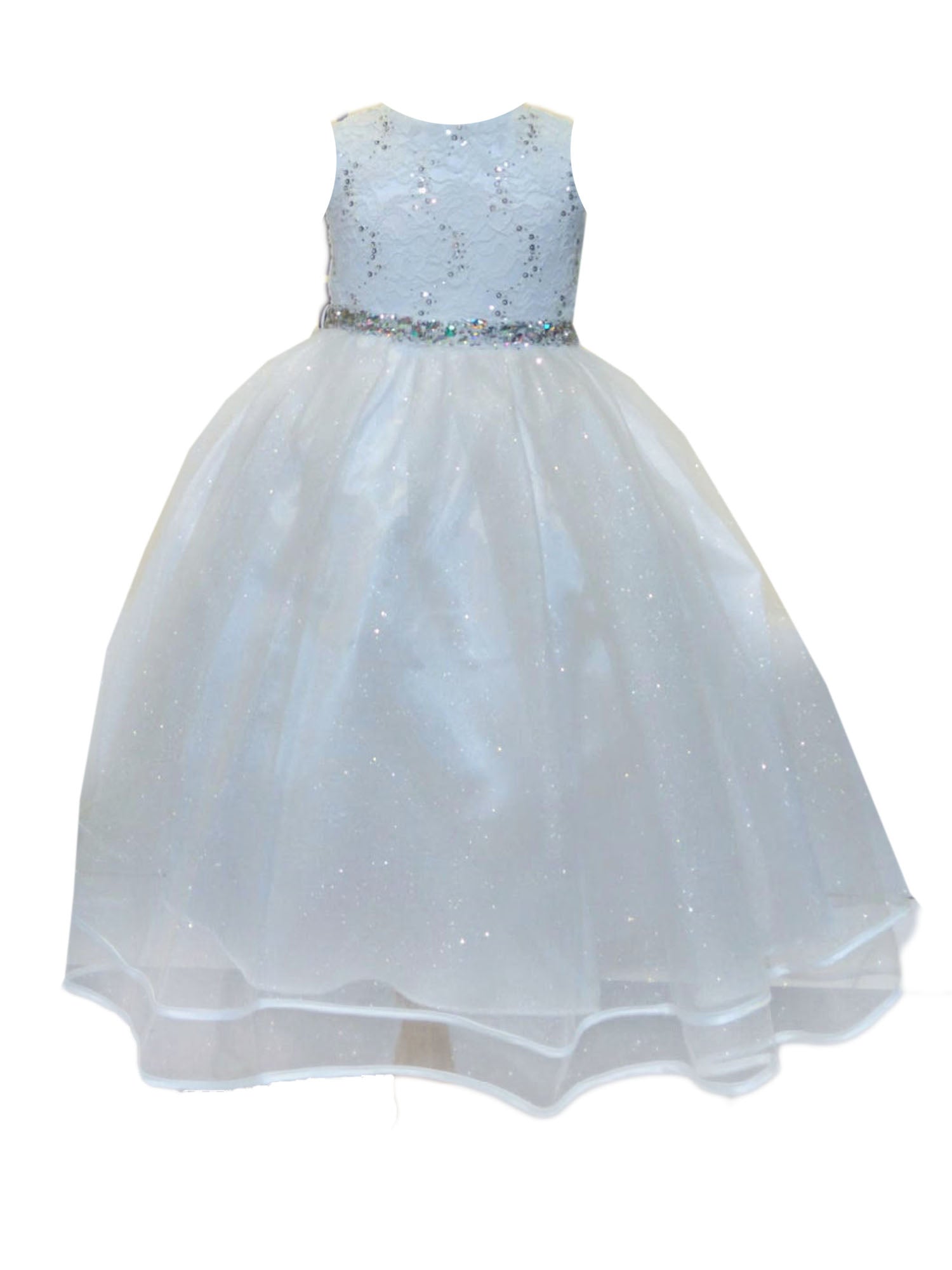 Ivory Lace Sequin Glitter Tulle Junior Bridesmaid Dress for Big Girls Size 8-16 - Perfect for Weddings, Prom, and Special Occasions