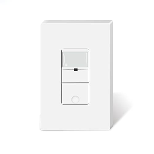 TOPELER Single Pole Motion Sensor Light Switch - Neutral Wire Required, In-Wall Occupancy Sensor for CFL/LED/Incandescent Bulbs, Screwless Wall Plate Included, White - UL Listed & FCC Certified | Perfect for Hallways, Closets, Bathrooms & Energy-Efficient Homes