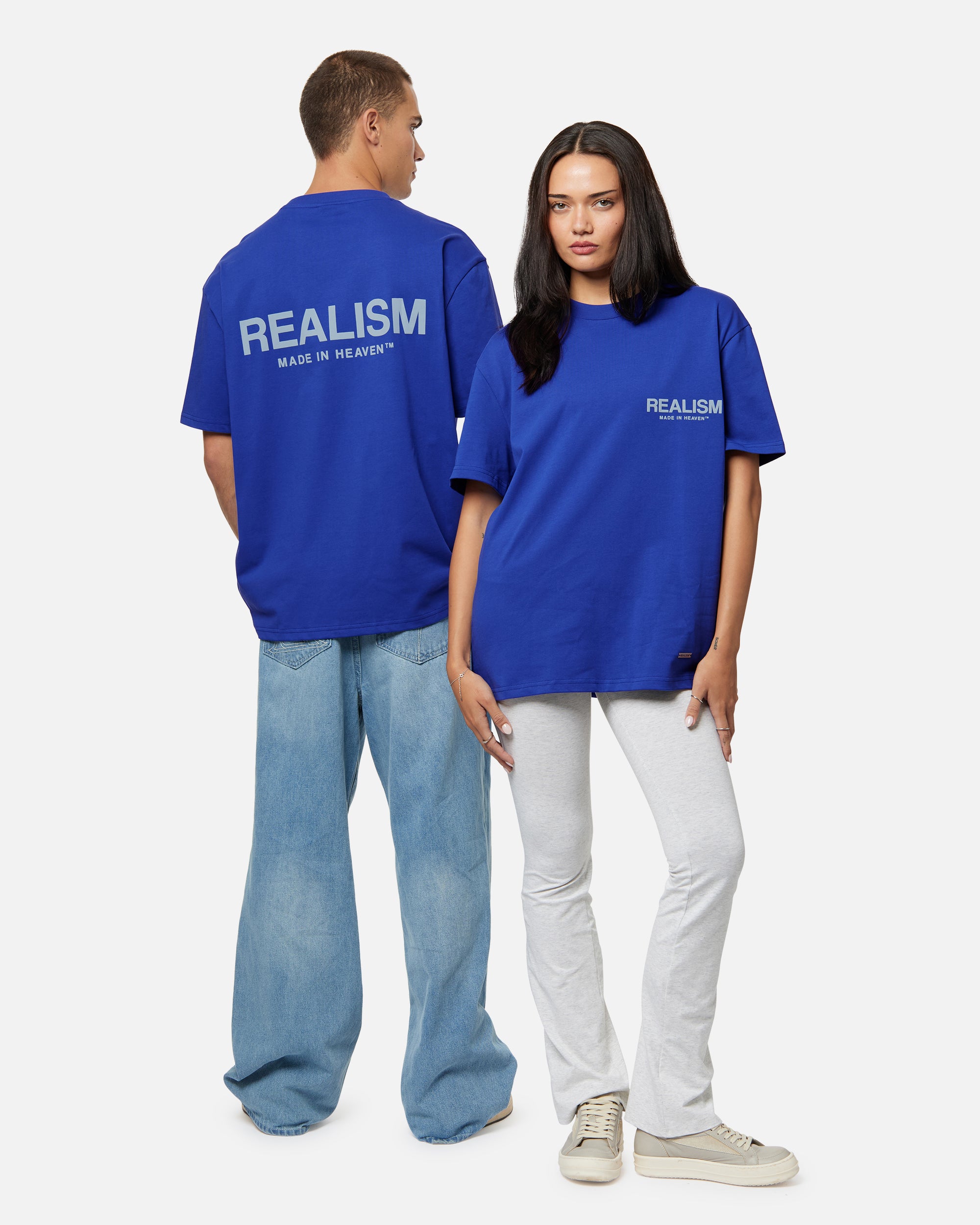 SSS Realism Heaven Logo Tee - Ultramarine Blue Cotton T-Shirt for Men | Streetwear Fashion, Casual Wear & Everyday Outfits