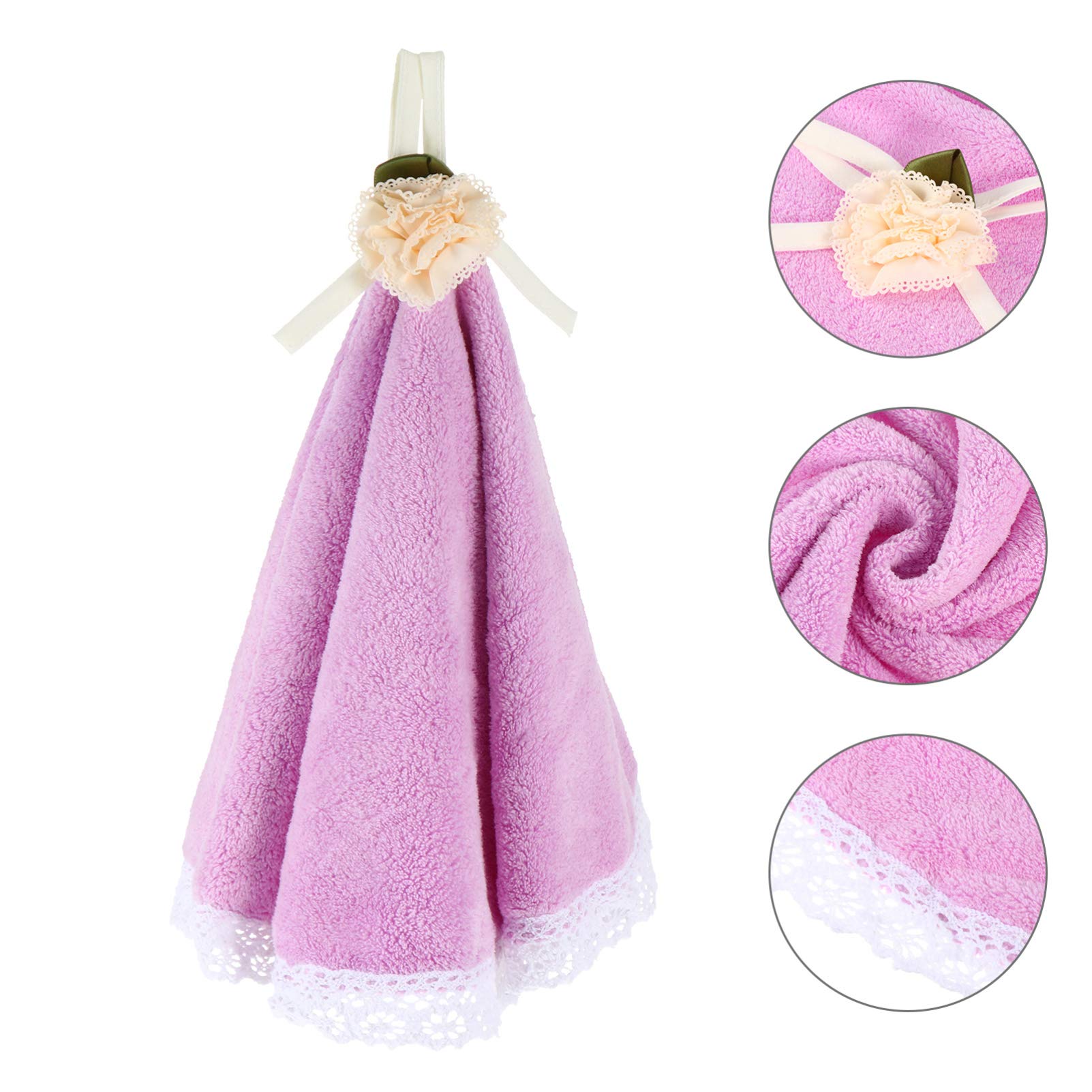 **CALLARON Quick Dry Hanging Hand Towel - Super Absorbent Microfiber Coral Fleece Towel for Kitchen, Bathroom & Bedroom - Soft & Fast Drying - Ideal for Baby, Gym & Travel (Purple)**