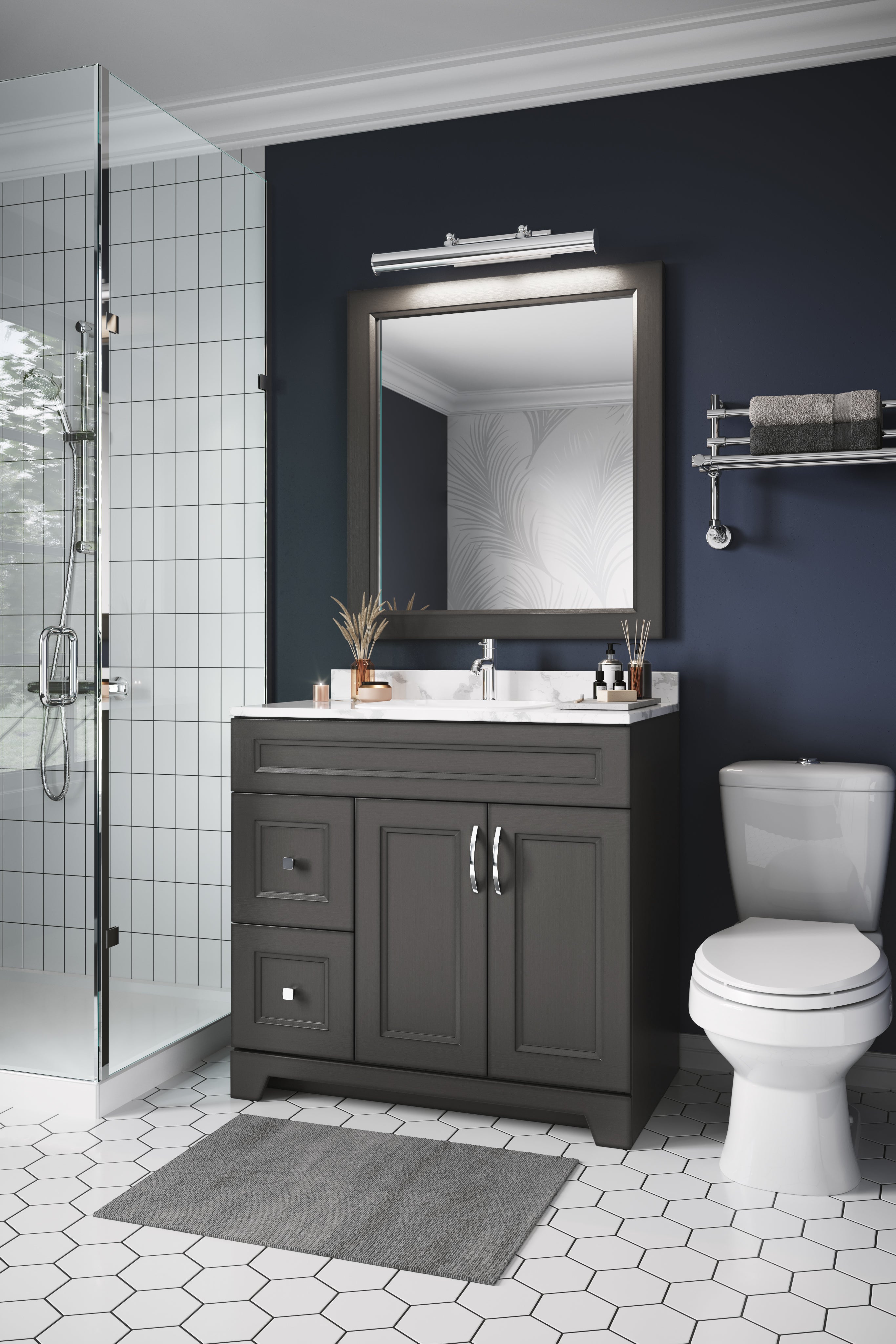 Classic 36-Inch Bathroom Vanity with Left Side Drawers & Quartz Countertop - 5 Color Options | Perfect for Modern Bathroom Remodeling & Small Space Solutions
