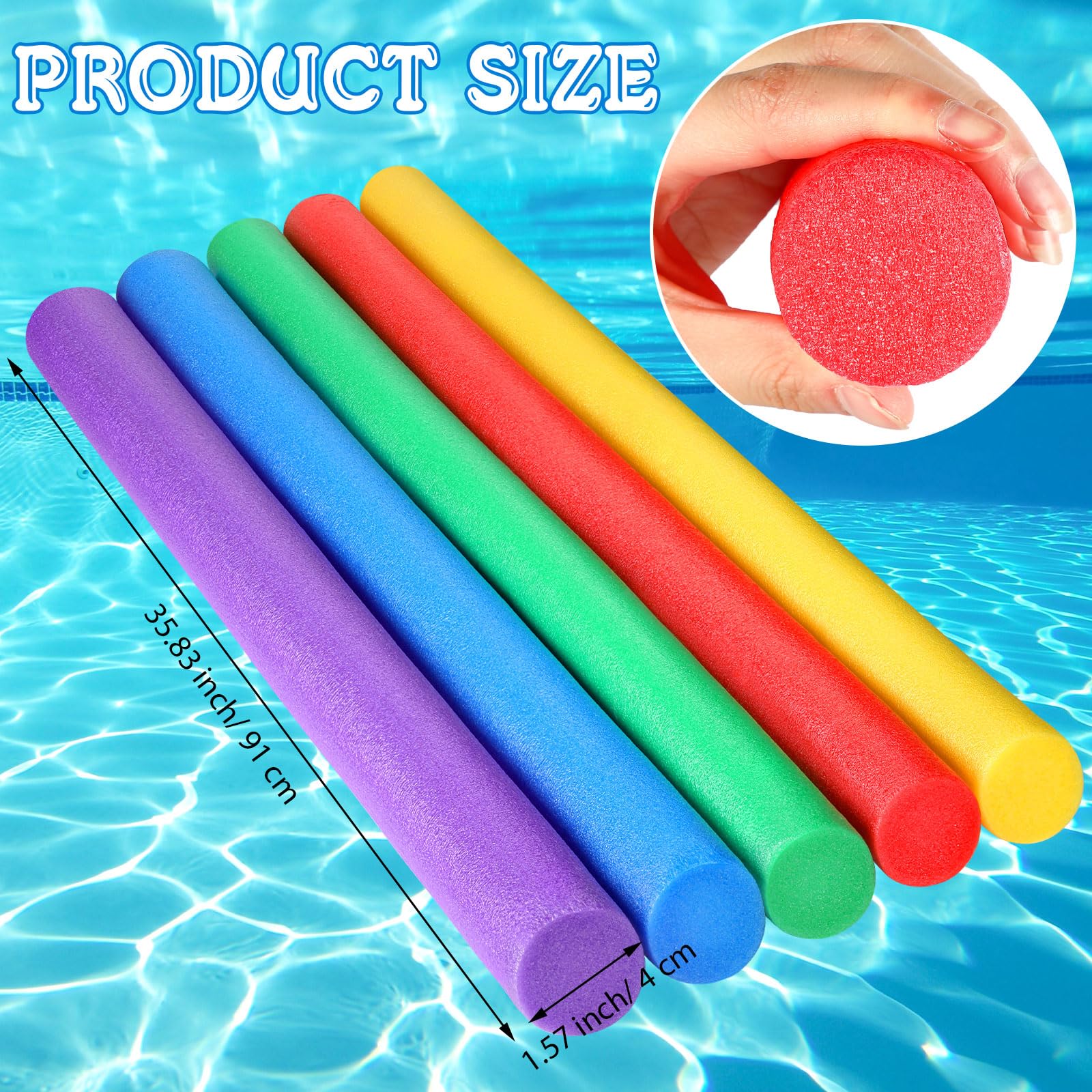 Frienda 20 Pcs Solid Pool Noodles - 1.57 x 35.83 Inches Round Foam Tubes for Kids, DIY Crafts, Swimming Pool Floats, Water Games & Summer Party Decorations