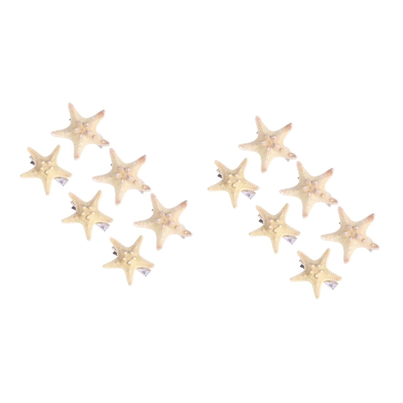 FRCOLOR 12 Pcs Natural Sea Star Hair Clips - Wedding Bridal Hair Accessories, Decorative Hair Barrettes & Bobby Pins for Beach Theme Parties, Prom, Bridal Shower & Special Occasions