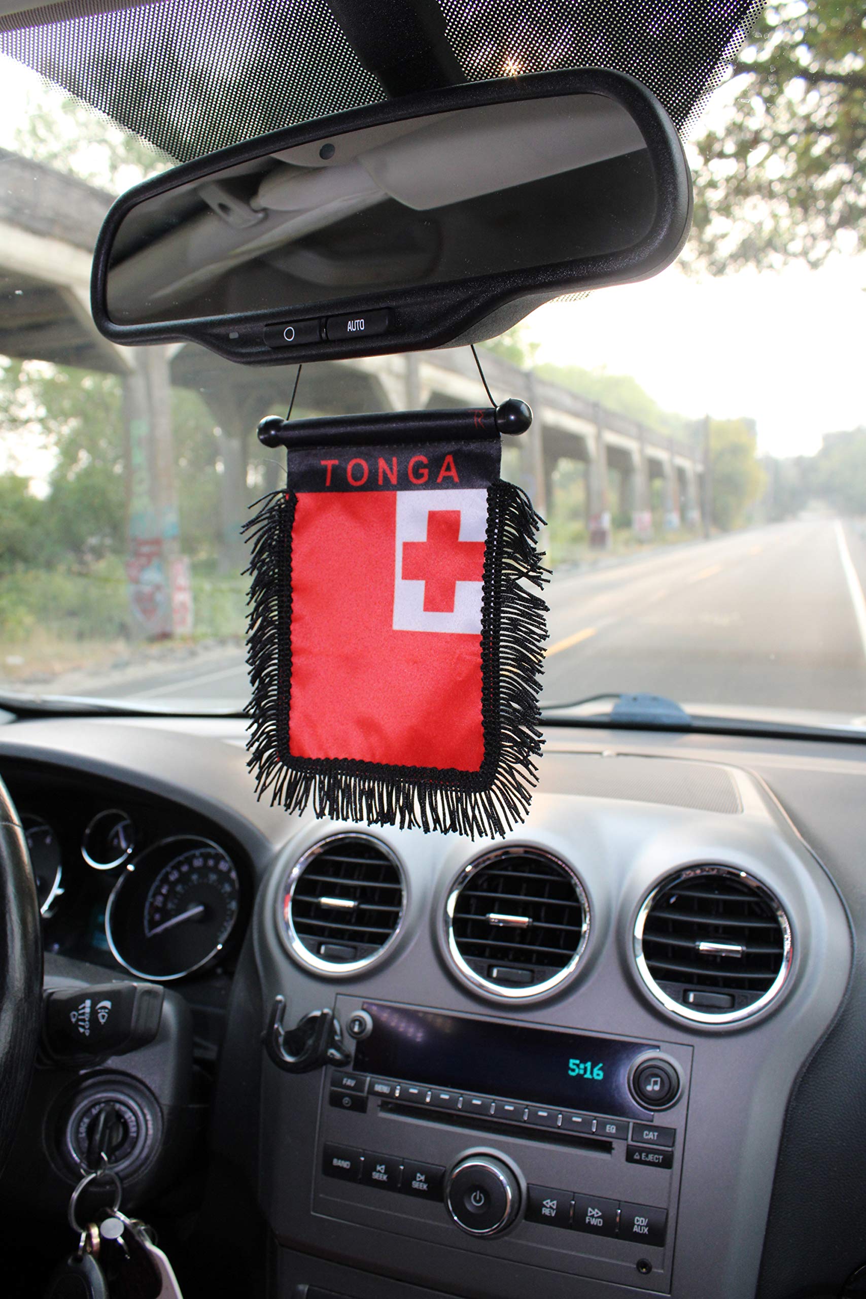 Tonga Flag Car Mirror Hanging Decor - Tongan Pride Rear View Mirror Flag for Vehicles | Perfect for Car Shows, Parades & National Celebrations