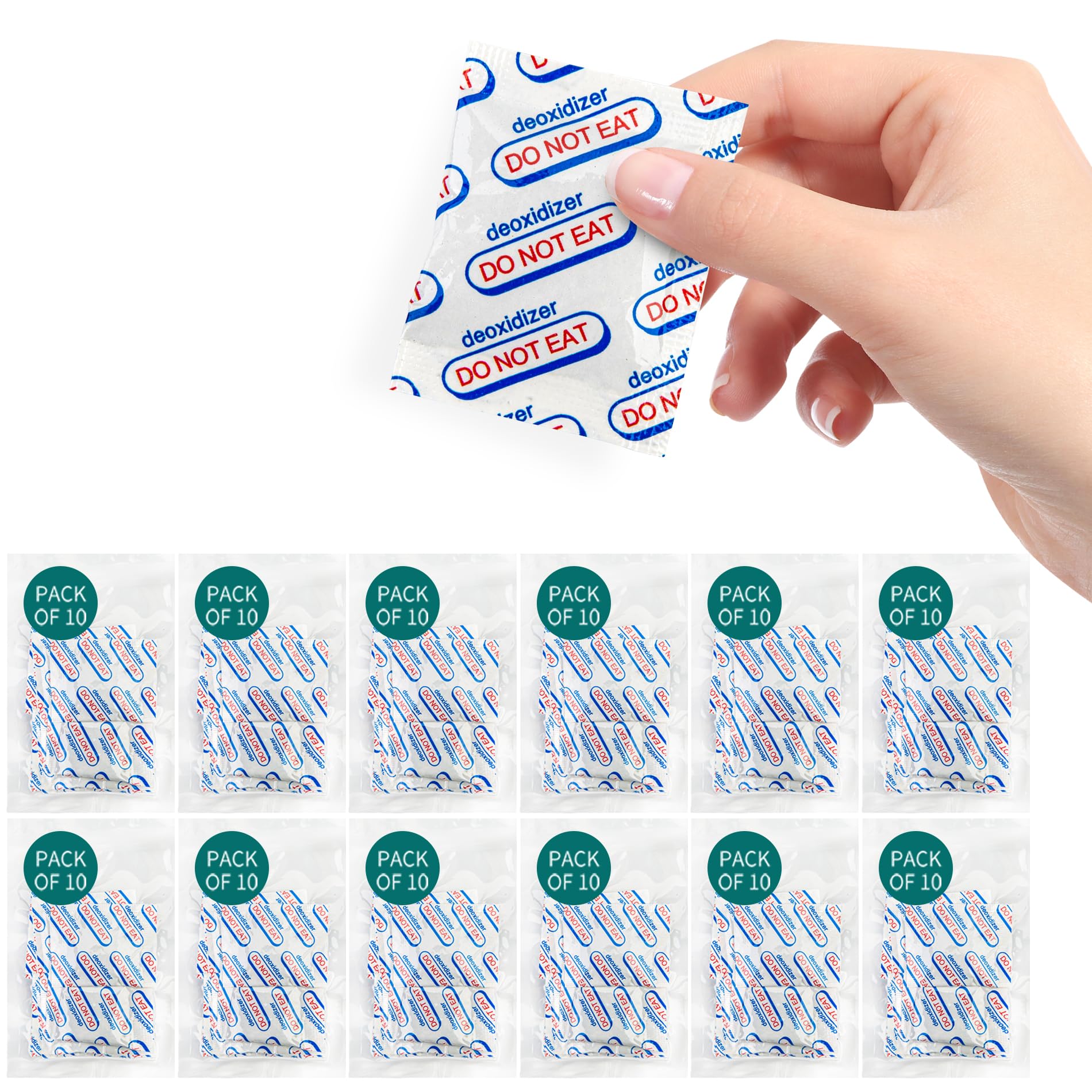 400cc Food Grade Oxygen Absorbers - 120 Packets (10 Packs x 1 Vacuum Bag) for Long Term Food Storage | Extend Shelf Life of Dry Foods, Grains, Nuts & Spices | Perfect for Mylar Bags, Canning Jars & Emergency Food Kits