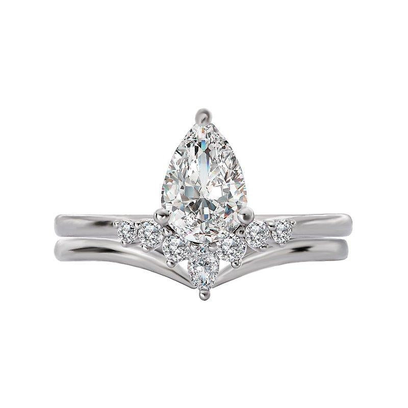 14Kt Gold 1 1/5 CTW Pear Diamond Fancy Crown Ring for Women - Elegant Wedding, Engagement & Anniversary Jewelry Gift