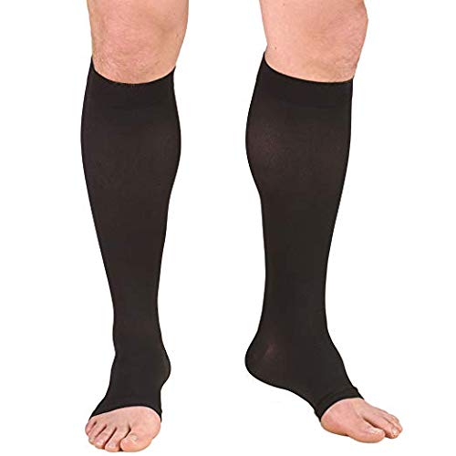 Truform Surgical Stockings 18 mmHg Compression Socks for Men & Women - Knee High Open Toe Medical Support Stockings - Black X-Large - Ideal for Post-Surgery Recovery & Varicose Vein Relief