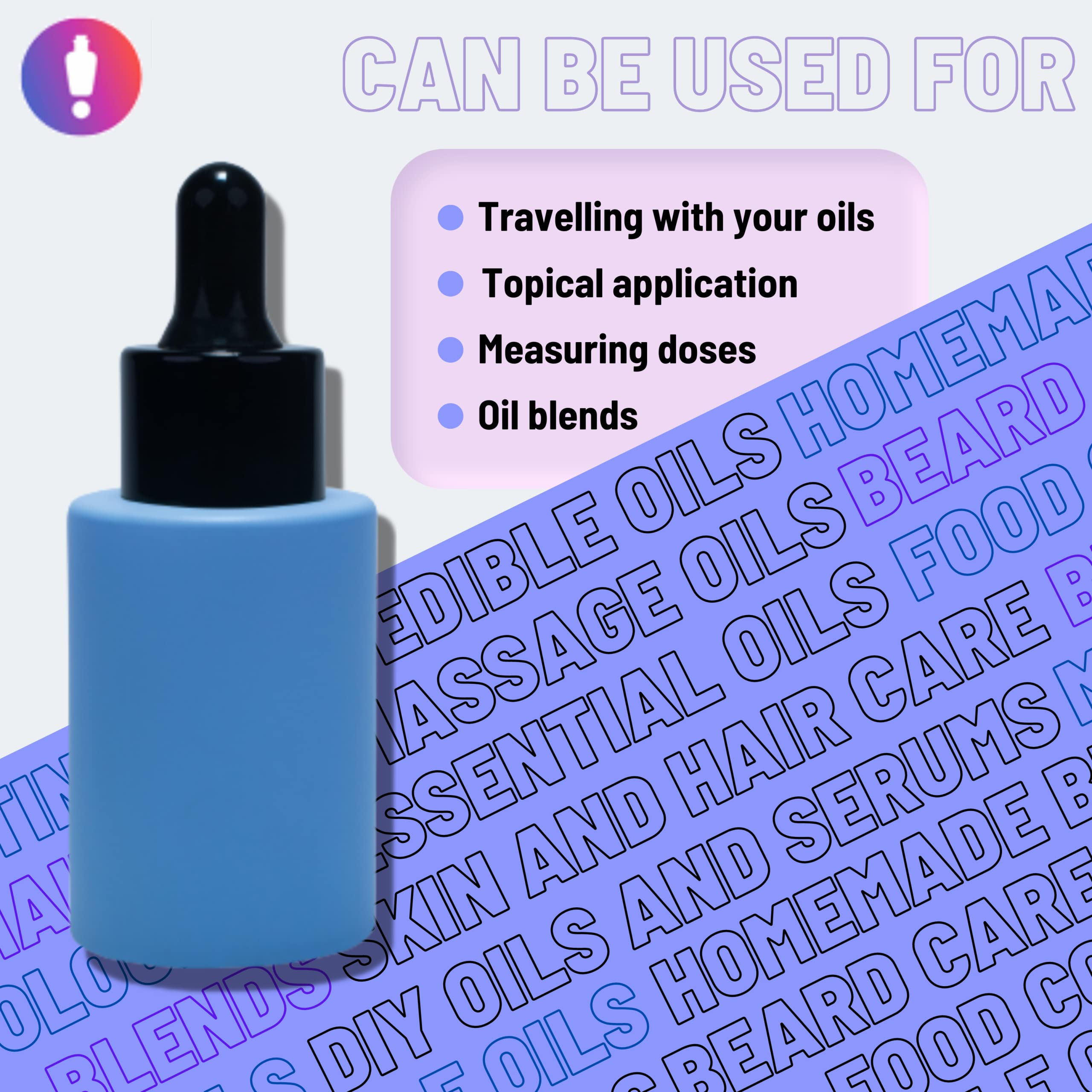 Rentra S.P.A 30ml Matte Sky Blue Glass Bottle Set with Dropper & Black Cap - 3 Pack for Essential Oils, Carrier Oils, DIY Blends, Cosmetics & Serums | Perfect for Aromatherapy, Skincare & Beauty Storage