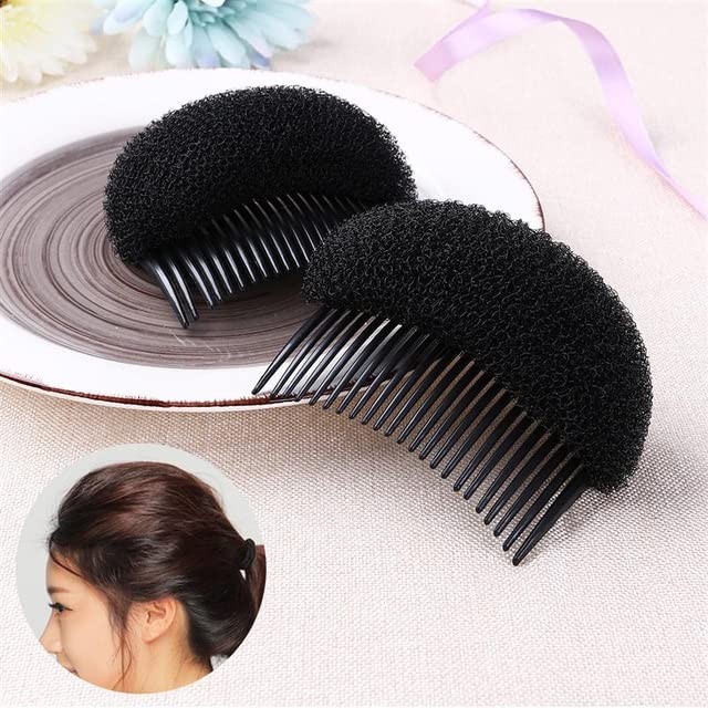 LEYSIN 2-Pack Hair Volumizer & Bun Maker Set - Invisible Hair Styling Clips for Women, Bump It Up Volume Base, Braid Insert Tool (Black) - Perfect for Updos, Ponytails & Special Occasions