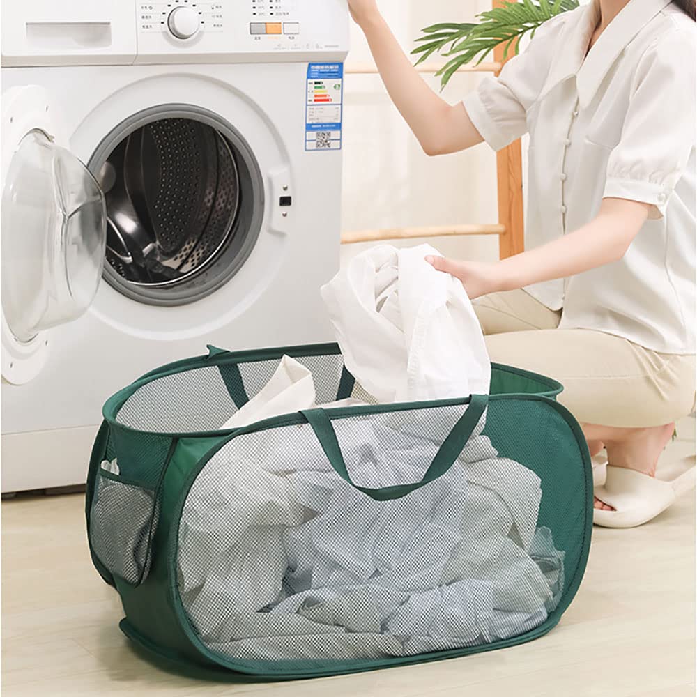 4-Pack Foldable Mesh Pop-Up Laundry Hamper with Durable Handles - Collapsible Clothes Basket for Home, Dorm & Travel - Perfect for Laundry Organization & Storage
