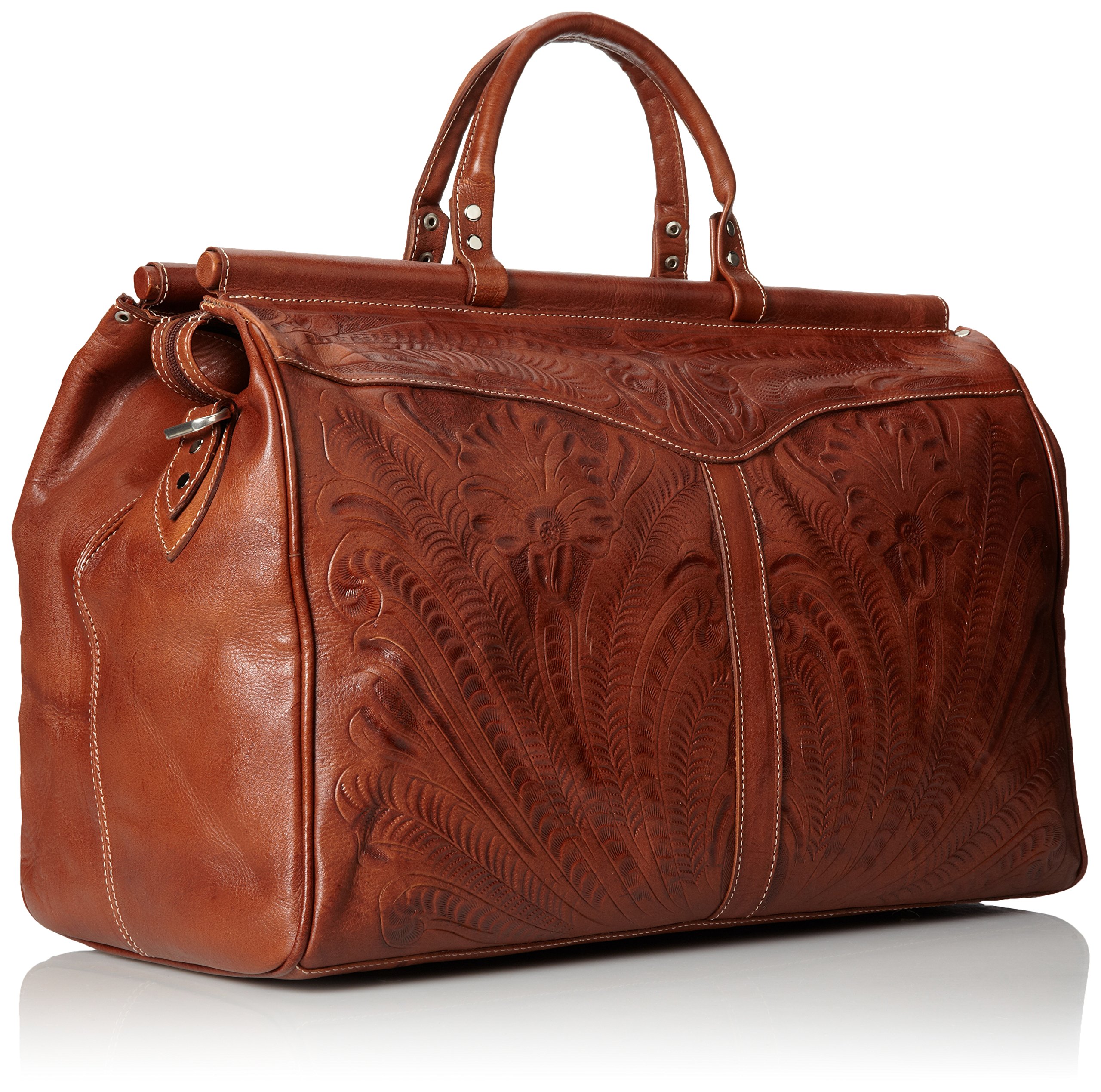 Vintage American West Retro Duffel Bag - Antique Brown Leather Travel Bag for Men & Women - Perfect for Camping, Hiking & Weekend Getaways