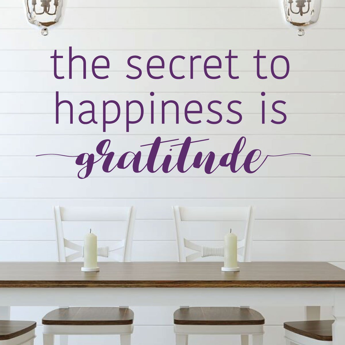 Family Wall Decal - The Secret To Happiness Is Gratitude - Removable Vinyl Art Sticker for Living Room, Bedroom, Nursery & Home Decor | Perfect for Housewarming Gifts & Wall Art Inspiration