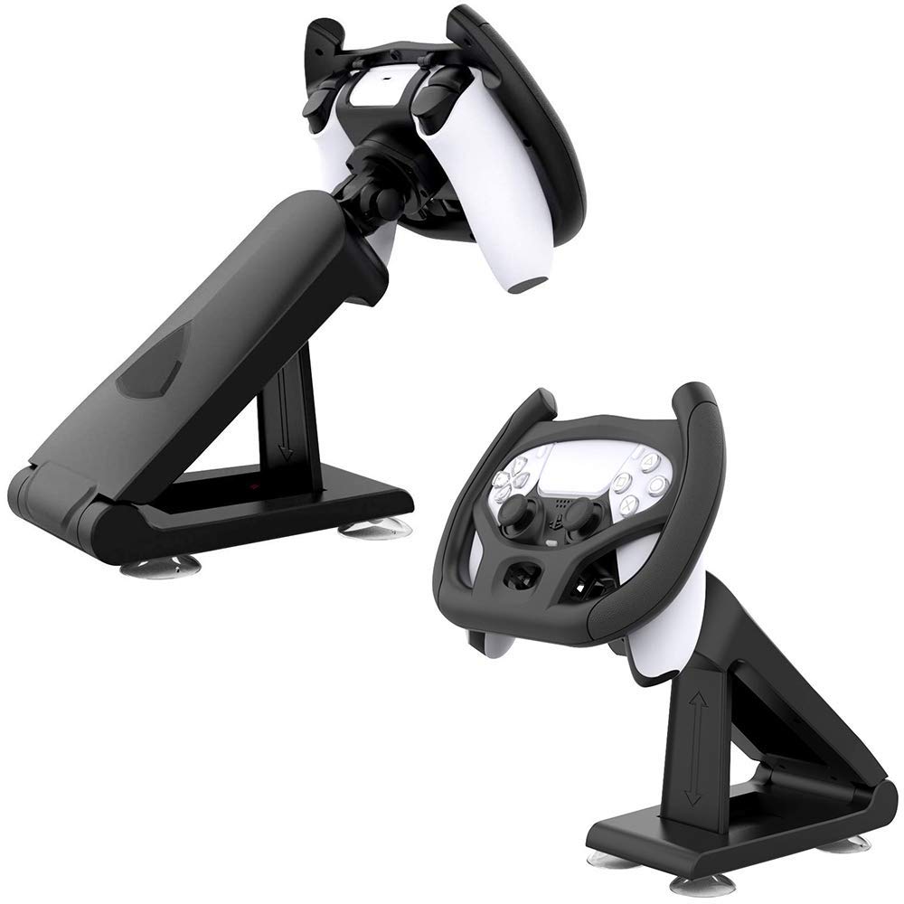 PS5 Steering Wheel Controller Set with Stand & Mount for Sony Playstation 5 DualSense - 4 Suction Cup Table Mounts (Controller Not Included) - Perfect for Racing Games & Simulation Gaming