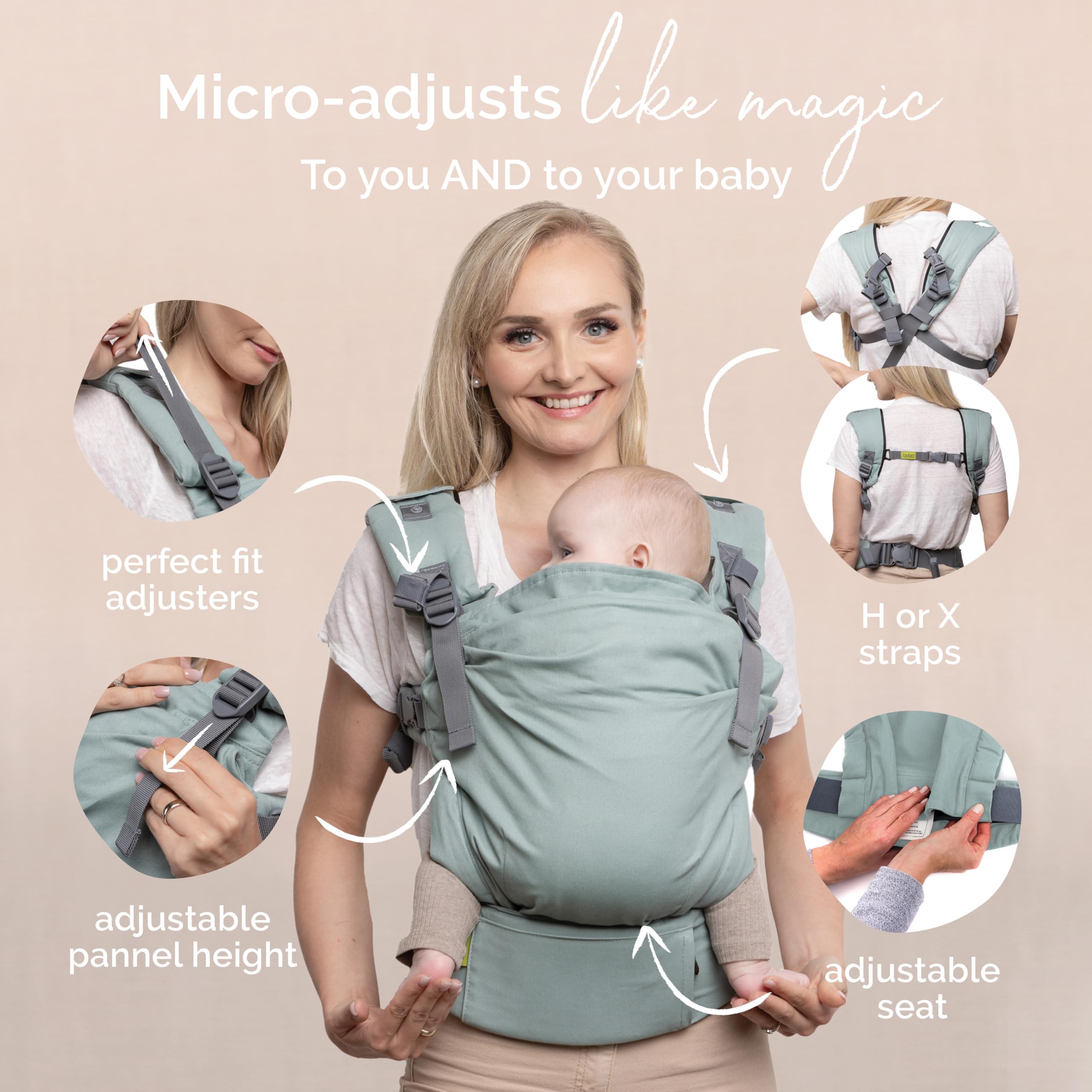 Boba X Baby Carrier for Newborn to Toddler (7-45 lbs) - Ergonomic, Hip-Healthy & Adjustable Infant Carrier - Fits Petite to Plus Size Parents - Soft Grey - Perfect for Hiking, Shopping & Hands-Free Parenting