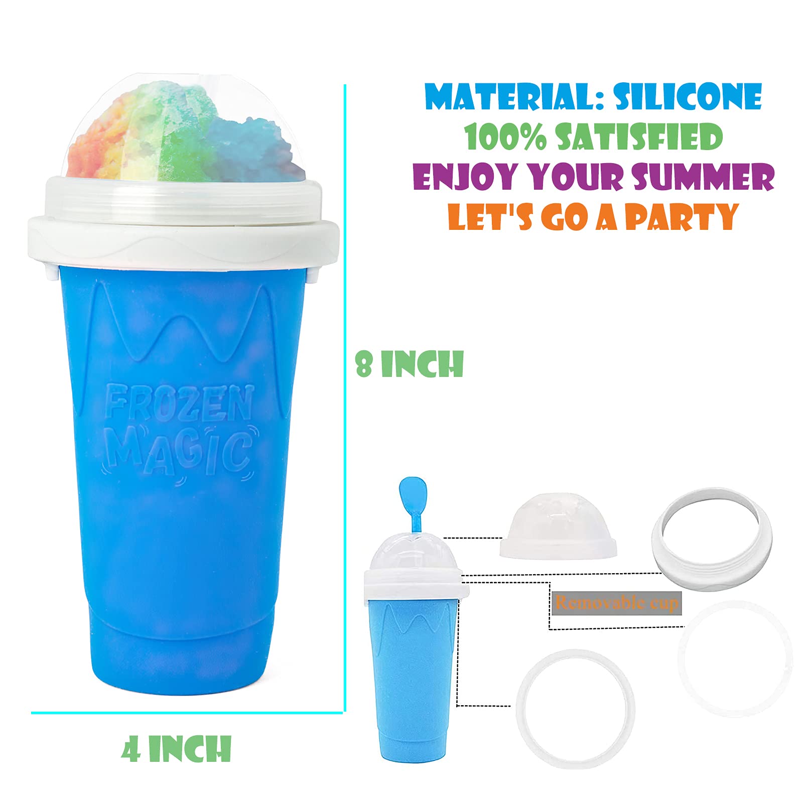 **Quick-Frozen Smoothie Maker - DIY Homemade Ice Cream & Slushy Cup, Manual Squeeze Frozen Yogurt & Milk Shake Maker, Summer Cooling Bottle for Kids (Blue) - Perfect for Parties, Picnics & Hot Summer Days**