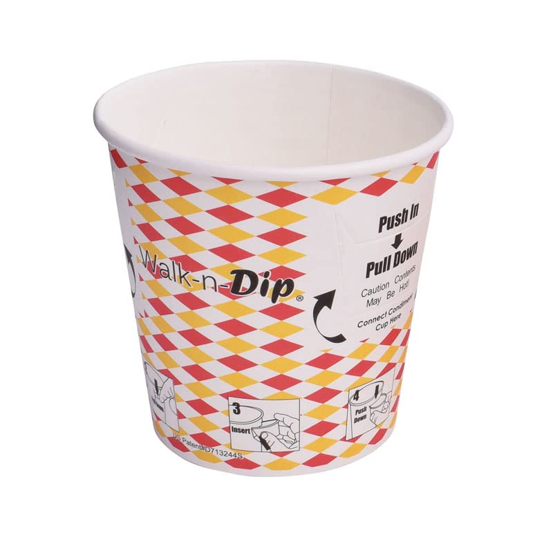 Walk-n-Dip Paper Food Containers with Portion Cups - 16oz 1000 Pack Disposable Snack Trays for Movie Theaters, Parties & Catering Events