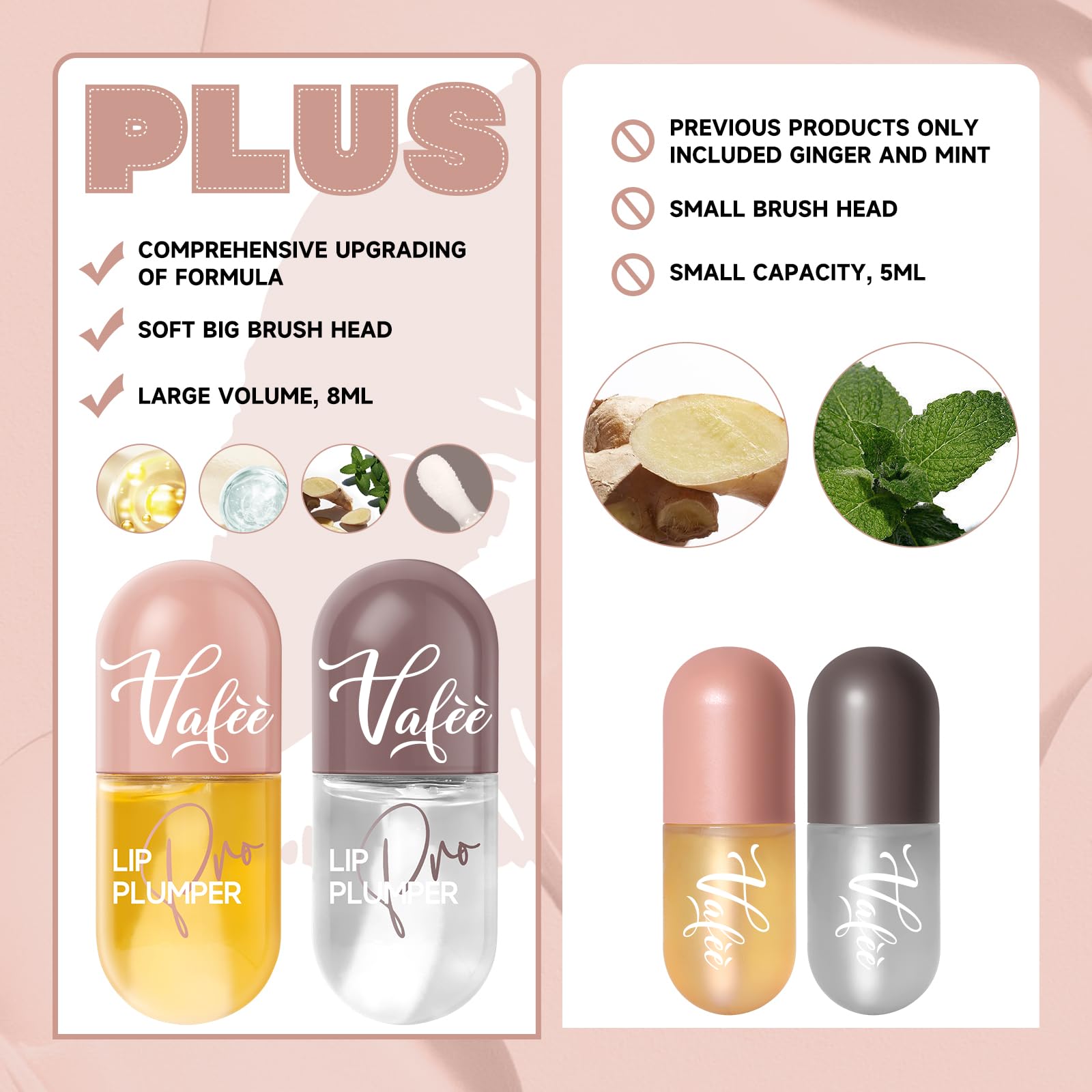 Vafee Lip Plumper & Enhancer Serum - Natural Lip Care for Fuller Lips, Hydration & Fine Line Reduction | Lip Mask for Beautiful Plump Lips (A-02#PLUS Yellow) | Perfect for Daily Use, Night Care & Makeup Prep