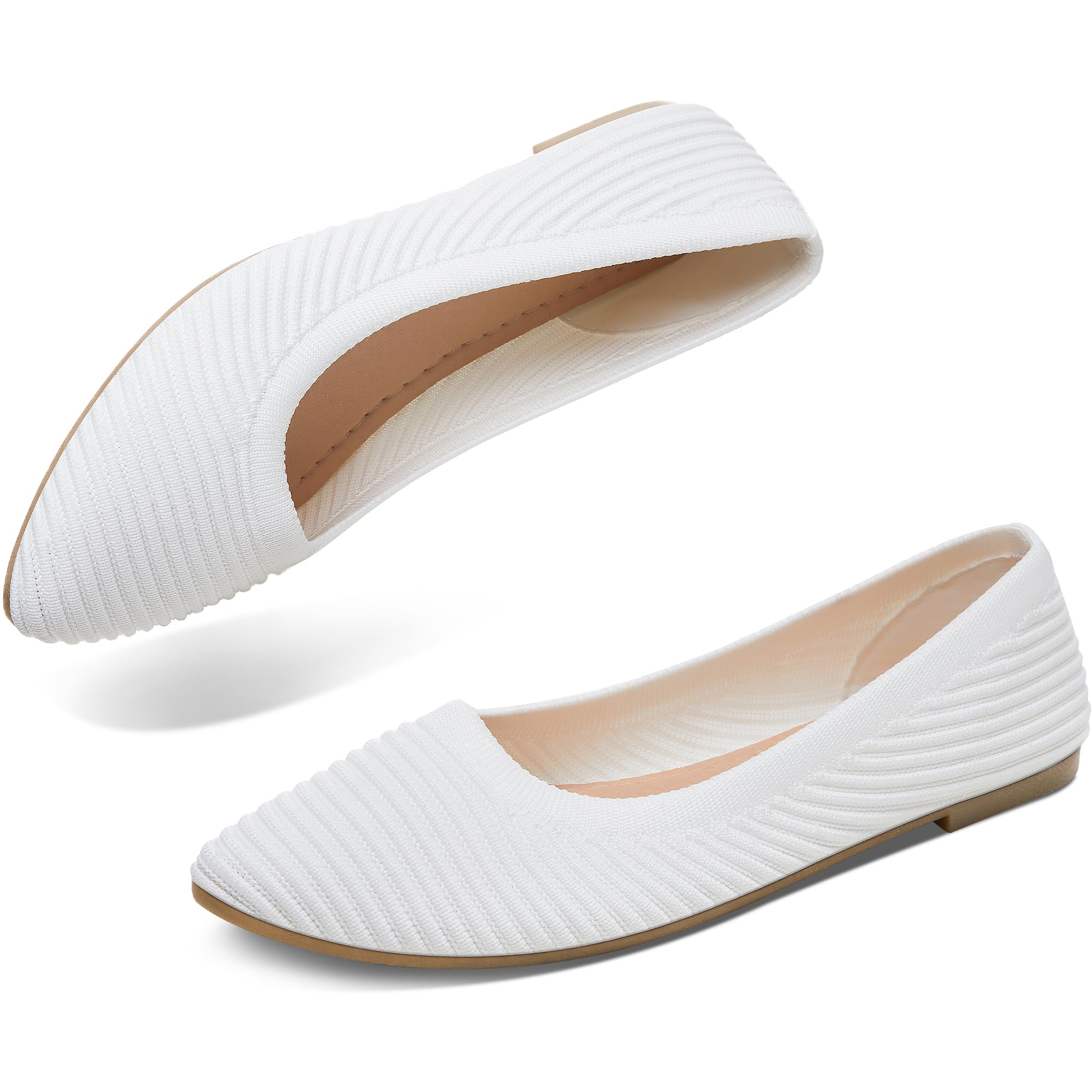 ALTOCIS Women's Knit Ballet Flats - Comfortable Pointed Toe Dress Shoes for Ladies | Soft Ballerina Walking Flats | Perfect for Office, Casual Wear & Travel