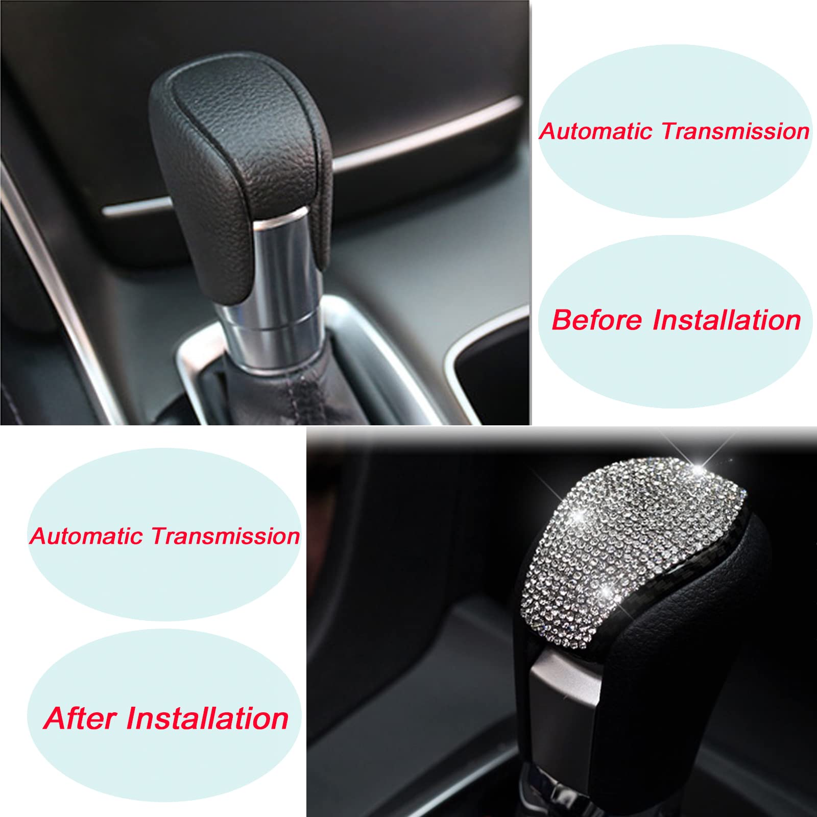 Black Bling Gear Shift Knob Cover Trim - Compatible with Honda Civic Sedan 2022 & Accord 10th Gen 2018-2021 - Premium Car Interior Accessories for Enhanced Grip & Style - Perfect for Daily Commute & Car Enthusiasts
