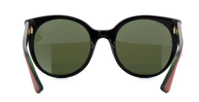 Gucci GG0035SN 002 Black/Black Green Round Women's Sunglasses – Stylish UV Protection for Outdoor Activities, Beach & Driving