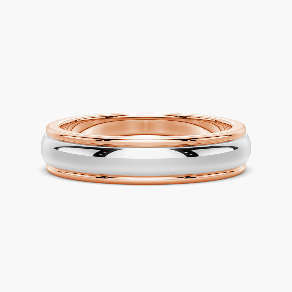 6mm Minimalist Two Tone Men's Wedding Band - Tungsten & Gold Comfort Fit Ring for Grooms, Anniversary & Promise Rings - Perfect for Everyday Wear & Special Occasions