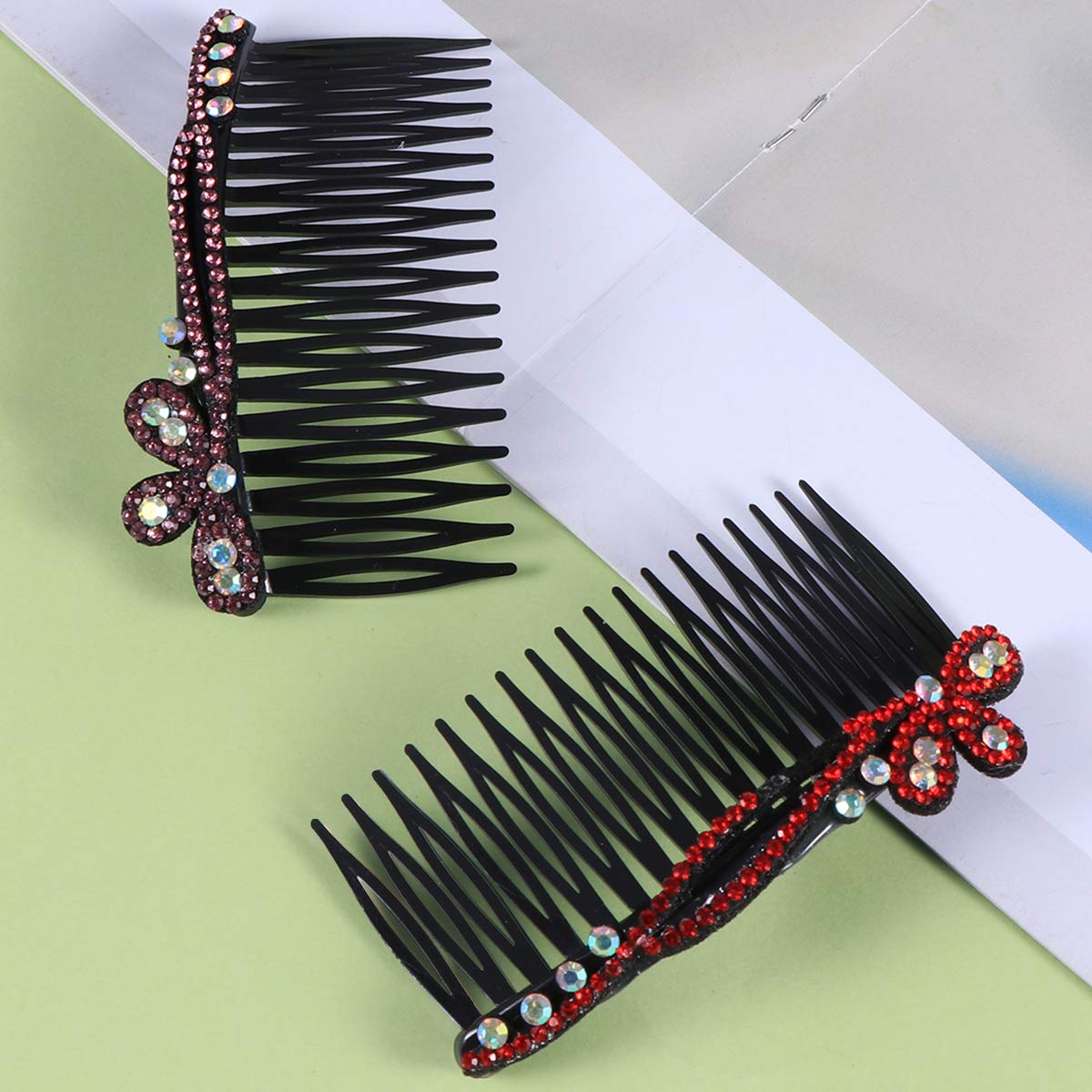 Lurrose 2-Piece Bridal Hair Clips Set for Women & Girls - Elegant Hair Barrettes, Side Combs & Teasing Comb - Perfect for Weddings, Prom, Parties & Special Occasions