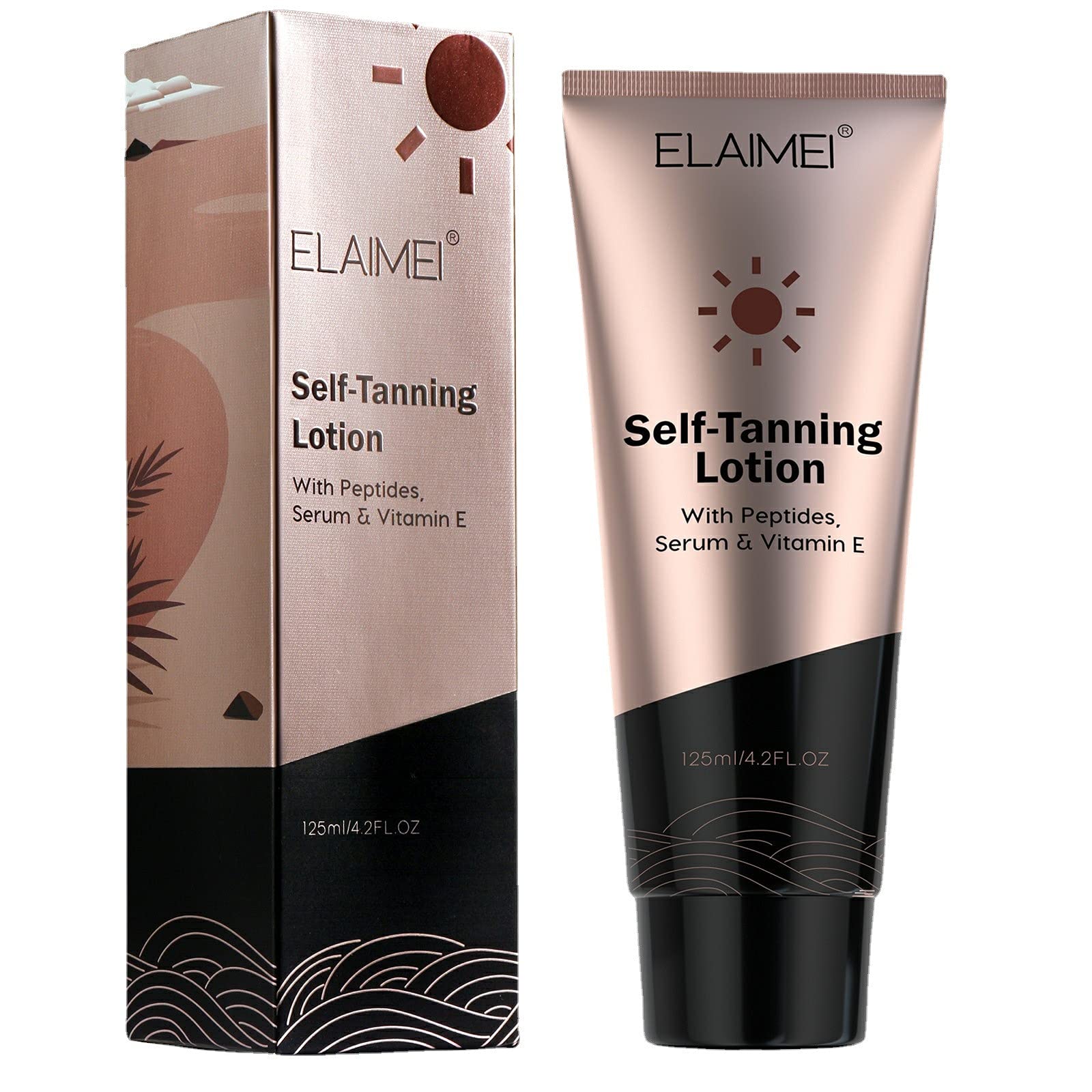 Best Lotion Bronzer 125ML - Natural Self Tanning for Body & Face, Fast Absorbing Tan Enhancer with Anti-Wrinkle Care - Perfect for Sunless Tanning, Beach Prep & Glowing Skin All Year Round