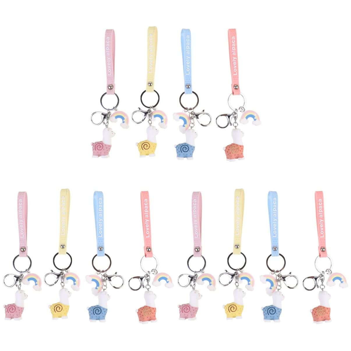 Bestoyard 3PCS Cute Alpaca Keychain Pendant - Mini Llama Car Decor, Cartoon Animal Keyring for Girls, Plastic Hanging Ornament for Car Accessories | Perfect for Car Interior, Backpack, Purse & Gift Giving