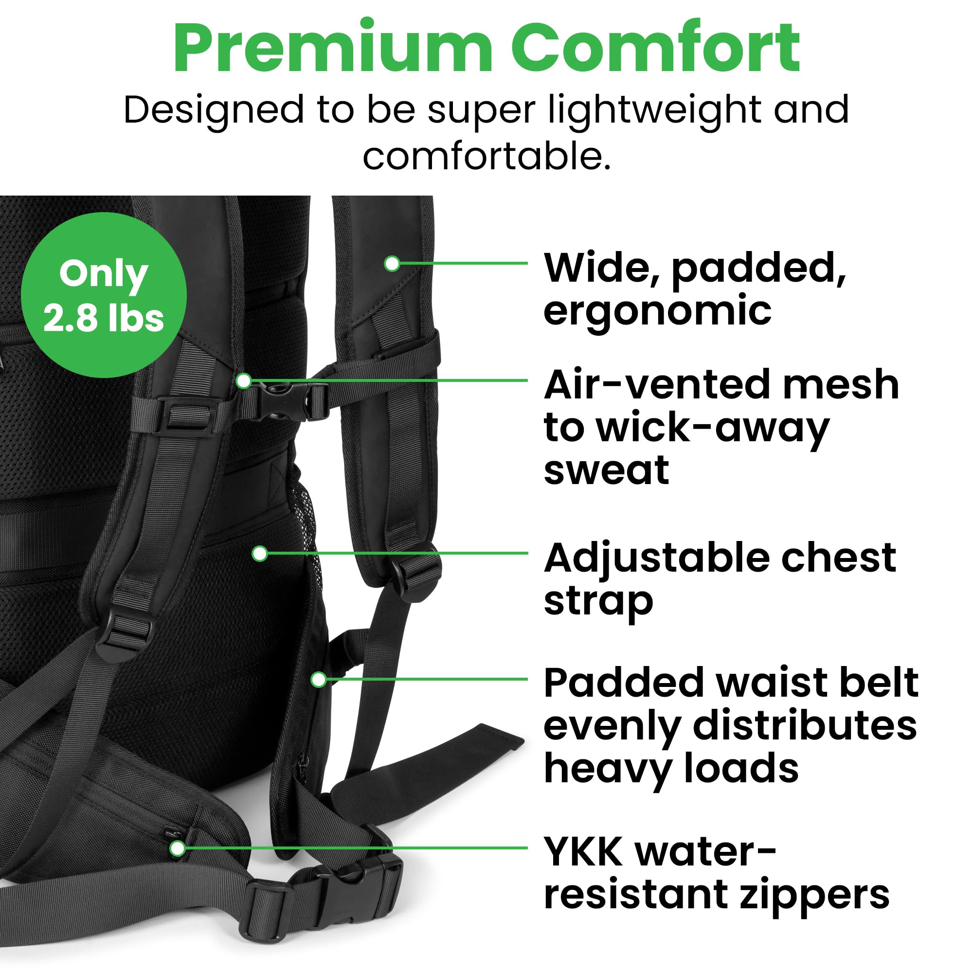 **COR Surf Travel Backpack 40L - Waterproof Carry-On Laptop Backpack with Secret Passport Pockets for Men & Women | Business Weekender & Daypack for Air Travel, Commuting & Outdoor Adventures | The Island Hopper (Black)**