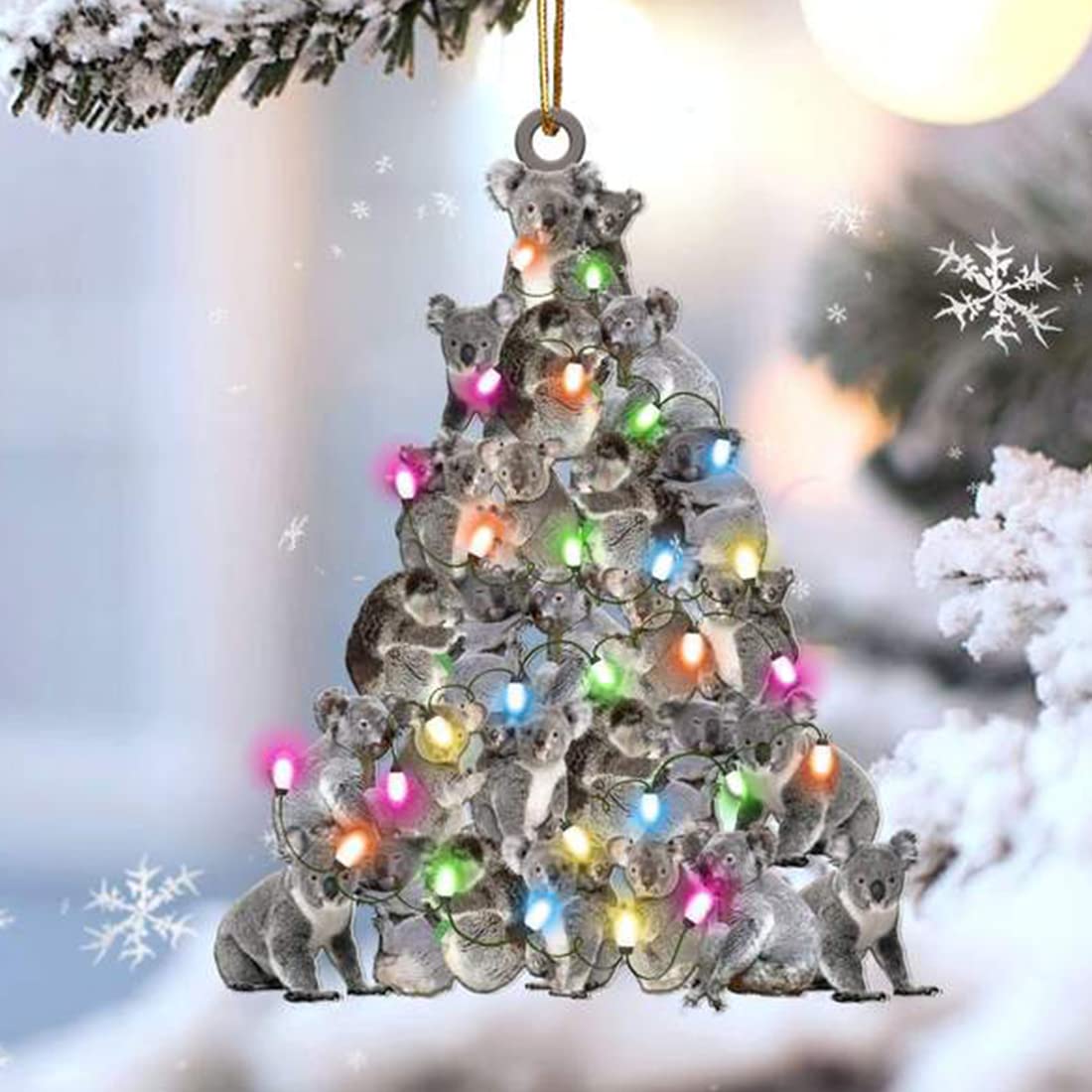 Koala Pine Tree Christmas Ornaments & Car Pendant Decor - 48-Piece Mica Plastic Holiday Ornament Set with 10 Trinkets for Home, Car, and Christmas Tree Decorations | Perfect for Holiday Gifts, Party Favors, and Festive Decor