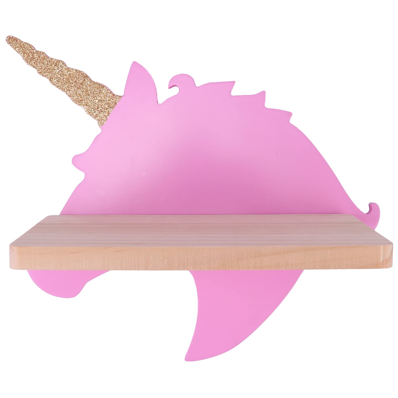 Healifty Wall-Mounted Wooden Storage Shelf - Unicorn-Themed Organizer Rack for Bedroom, Bathroom & Kids Room - Space Saving Home Decor & Storage Solution