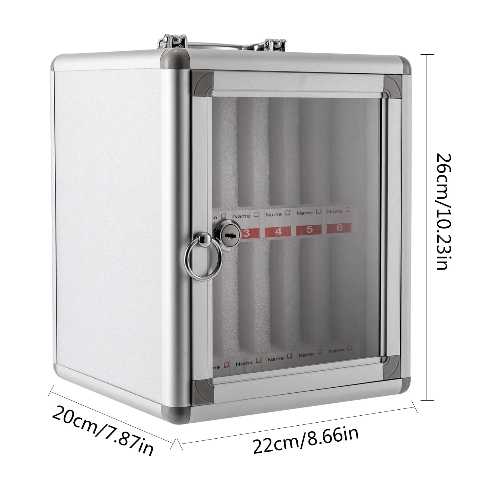 Aluminum Phone Locker Box - 12 Slots with Safety Lock for Classroom & Office Storage