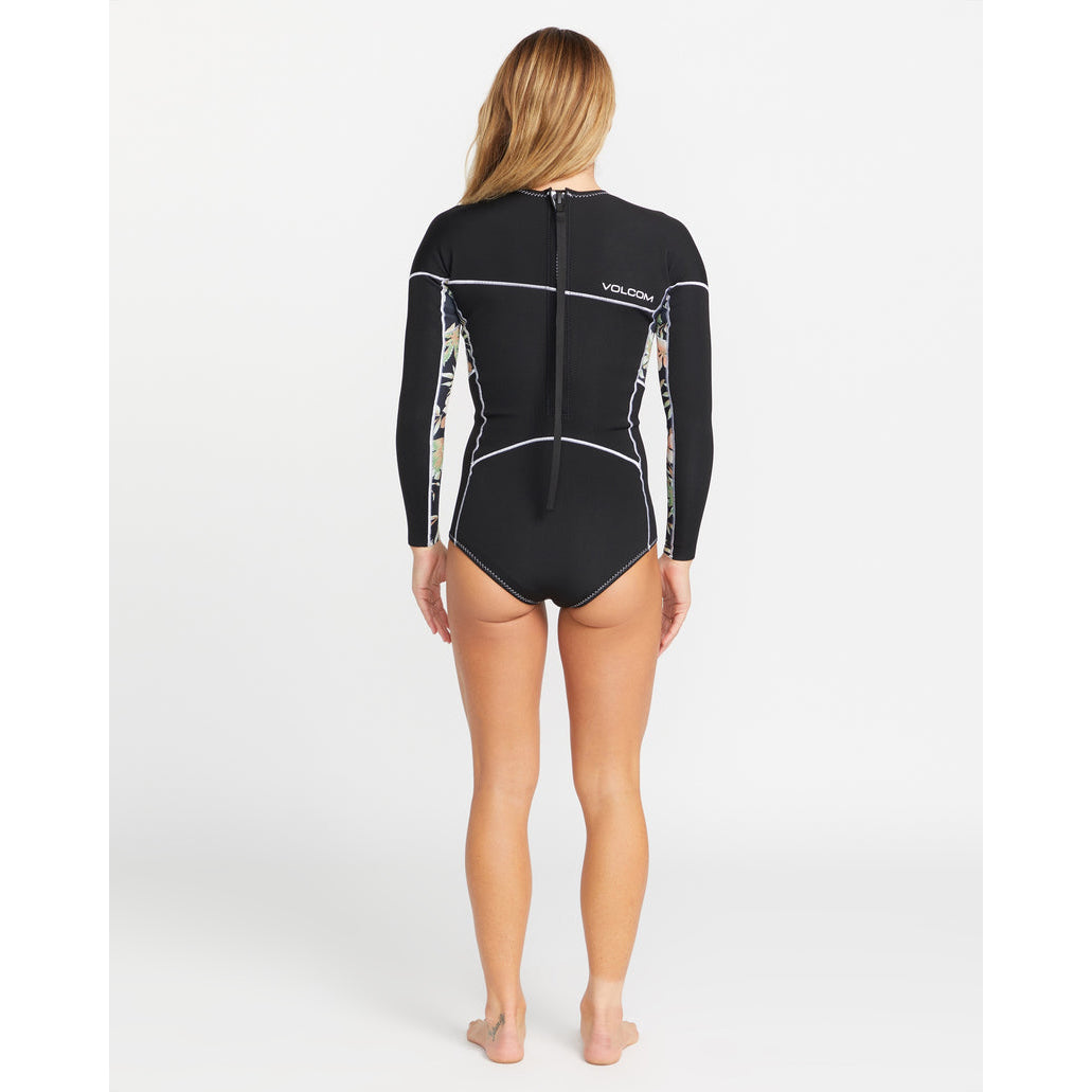 1mm Women's Volcom Modulator Long Sleeve Back Zip Wetsuit Springsuit - Black - Perfect for Surfing, Diving & Water Sports