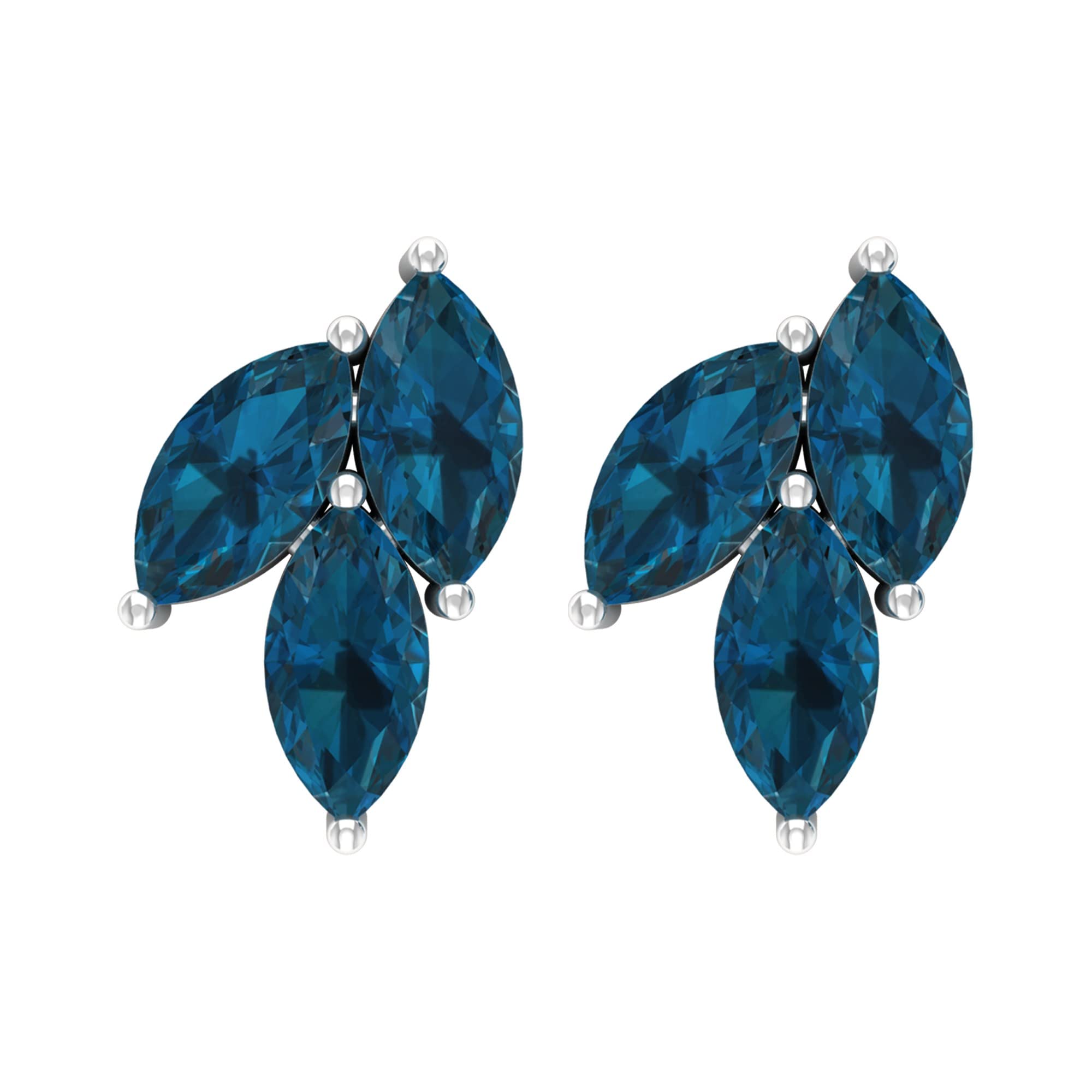 1 CT London Blue Topaz Stud Earrings - Marquise Cut 14K Solid Gold Screw Back Earrings for Women, December Birthstone Jewelry Gift | Perfect for Weddings, Anniversaries & Everyday Elegance